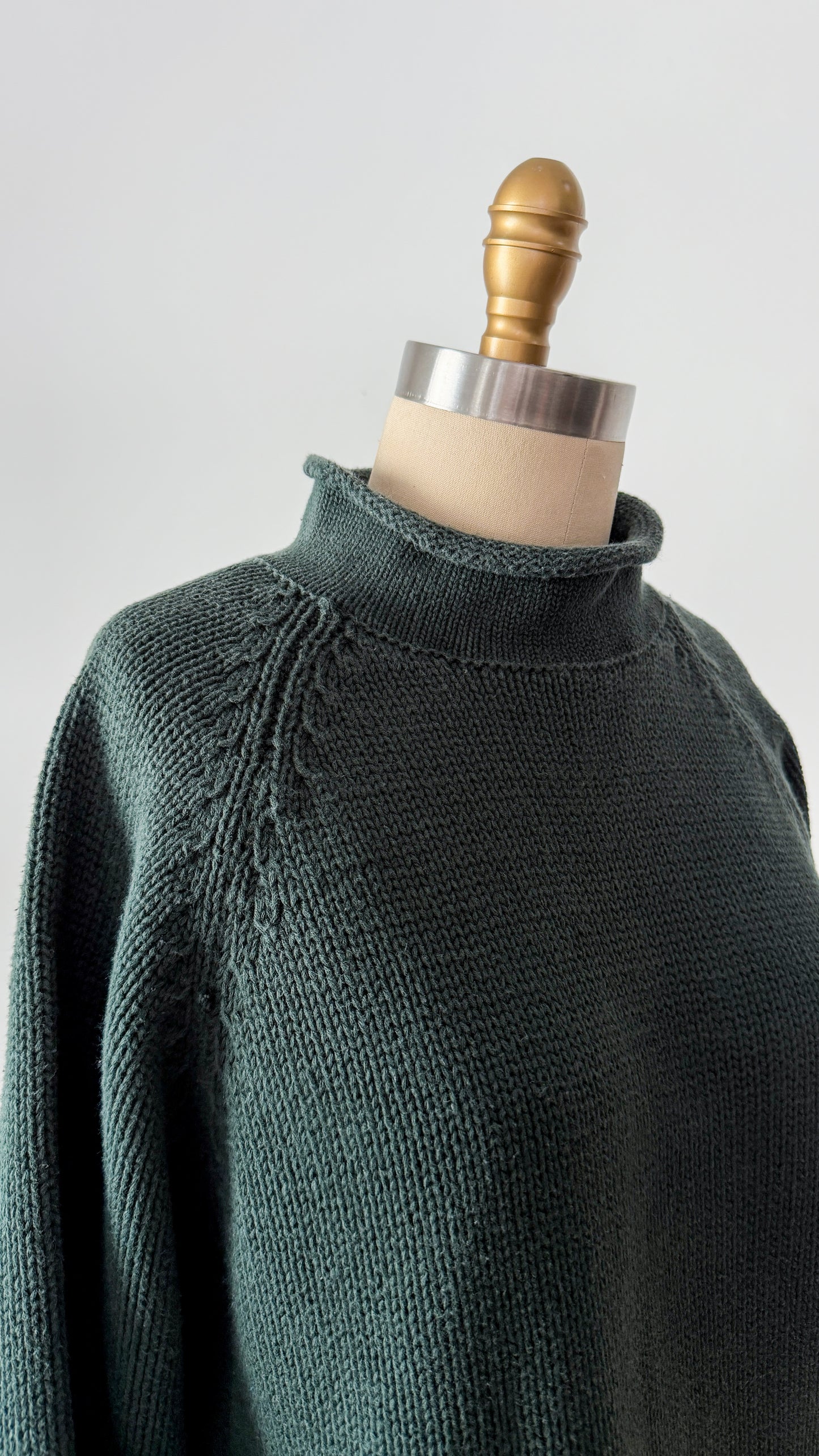 J.Crew 1988 Rollneck Heavy Cotton Pullover Sweater in Dark Green (L)