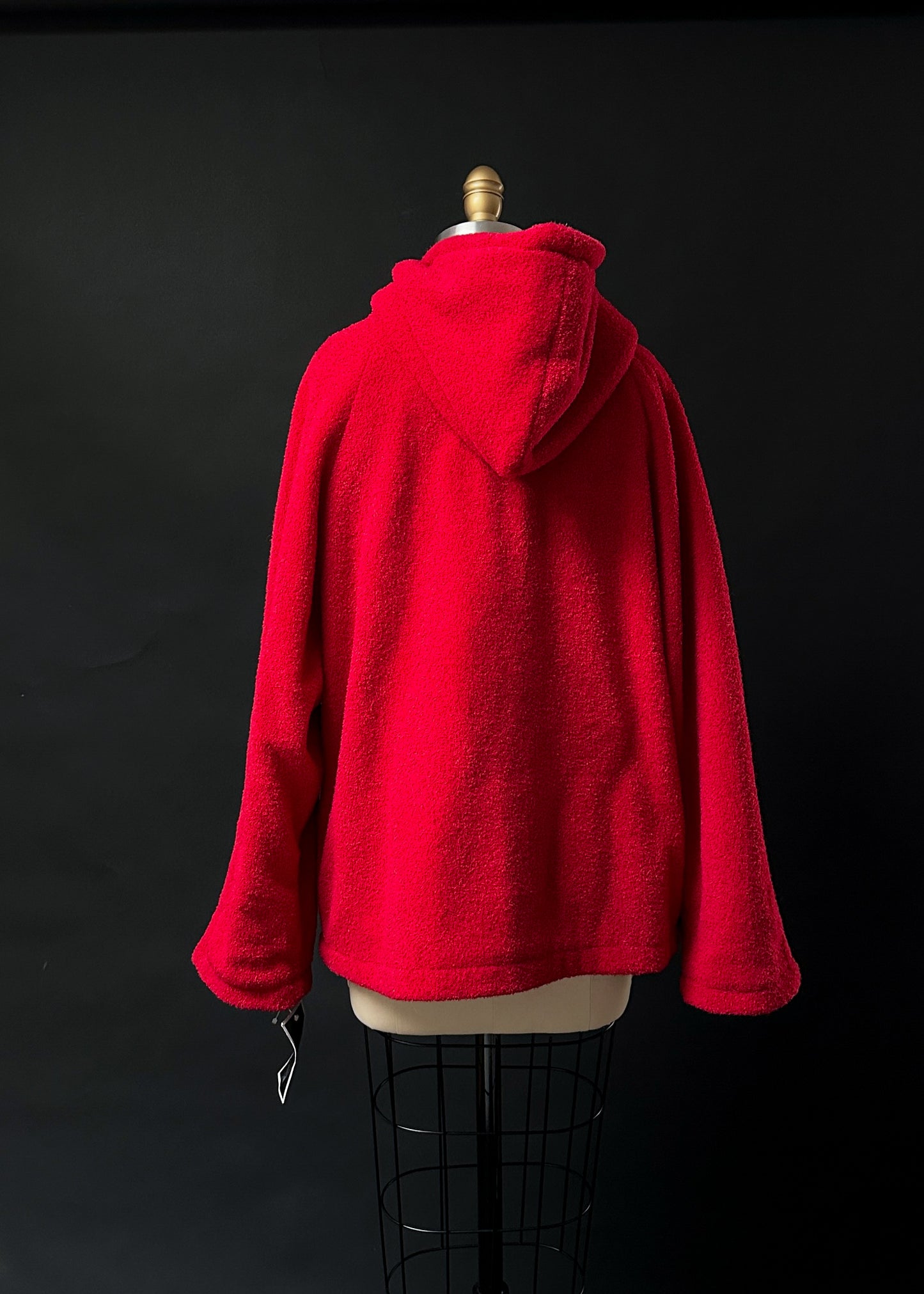 NEW Vintage 90s Sandro Fuzzy Red Hooded Coat (L)