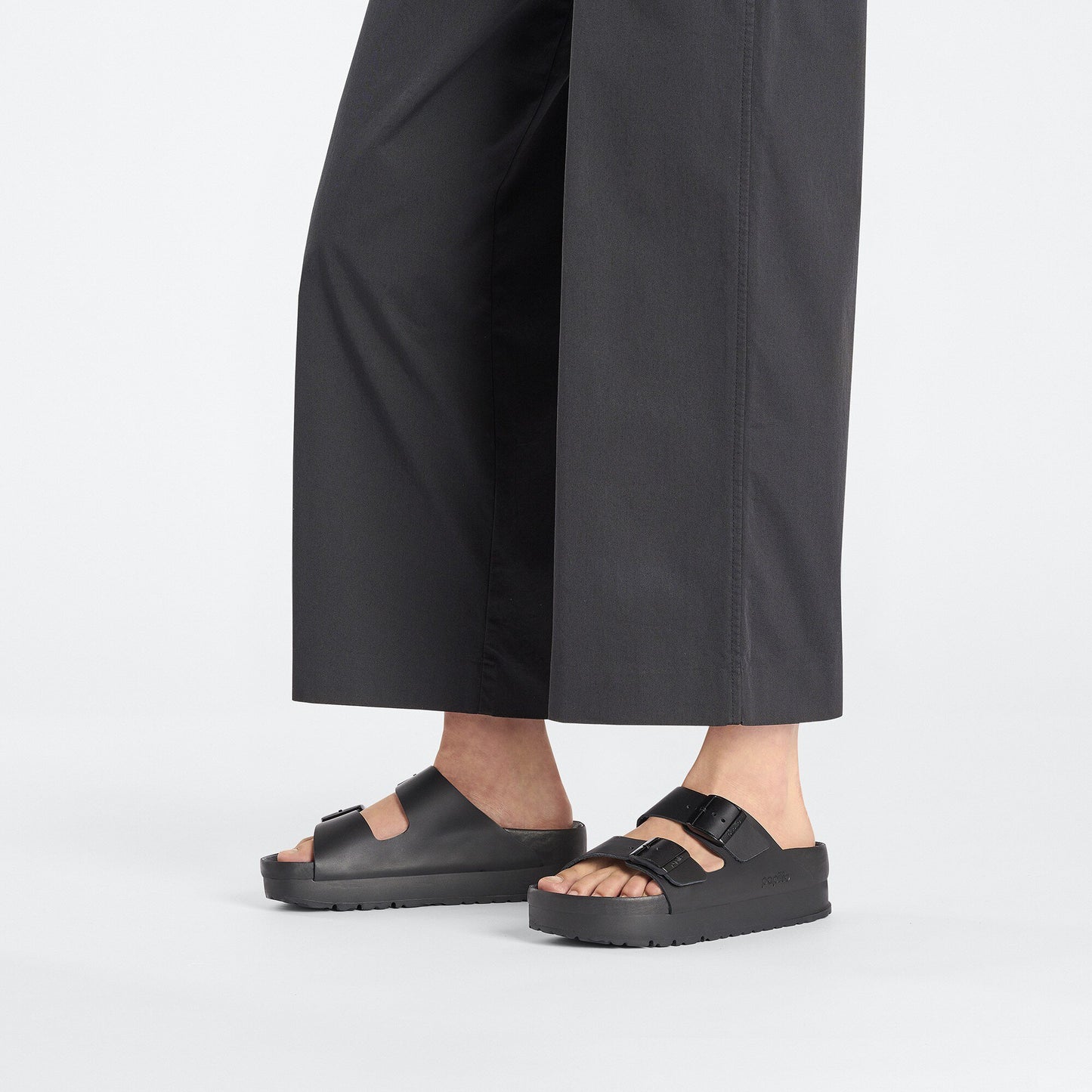 NEW Birkenstock Women's Arizona Flex Platform Black Leather Papilio Sandals (37)