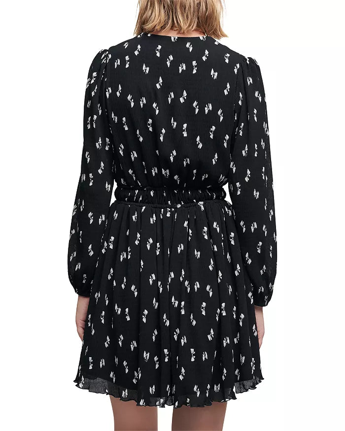 Maje Rionana V-Neck Bow Print Mini Dress (42 or US L)