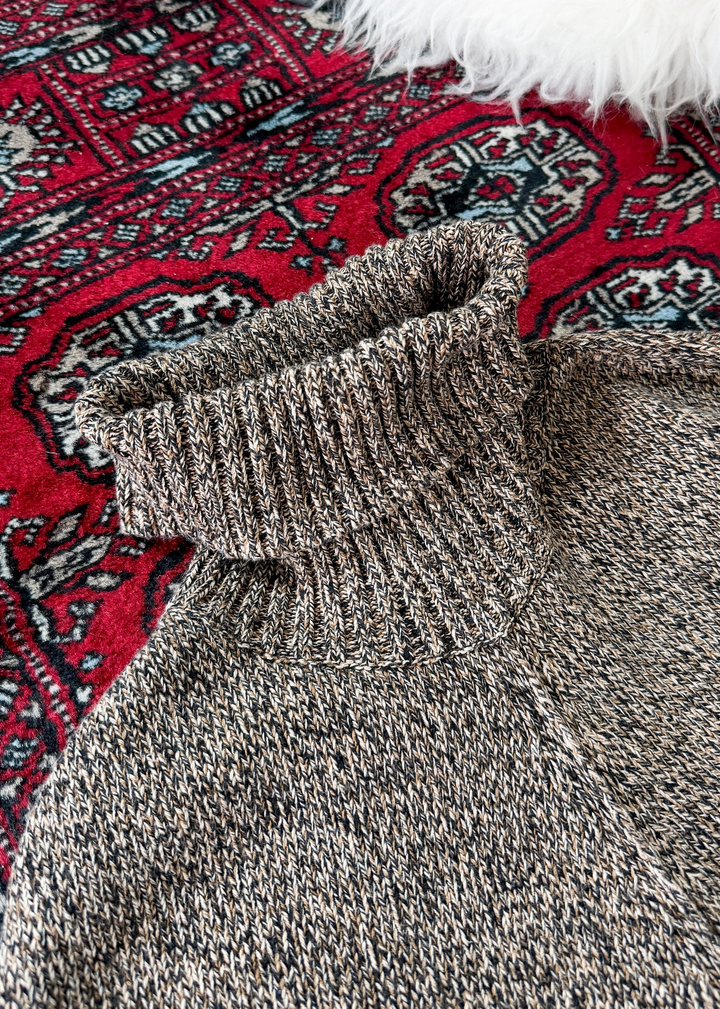 Pria Brown & Black Marled 100% Cotton Fringe Knit Poncho