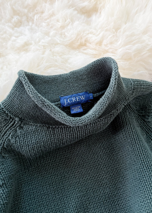 J.Crew 1988 Rollneck Heavy Cotton Pullover Sweater in Dark Green (L)