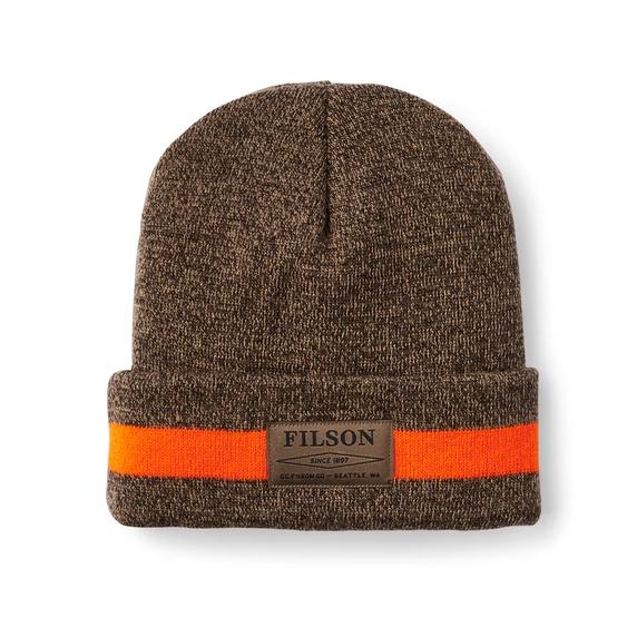 Filson Ballard Watch Cap Beanie Hat in Walnut / Flame