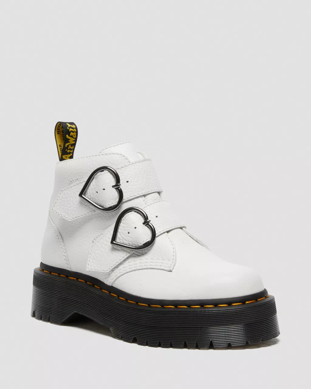 Dr. Martens Devon Heart White Leather Platform Boots (US 7 / EU 38)