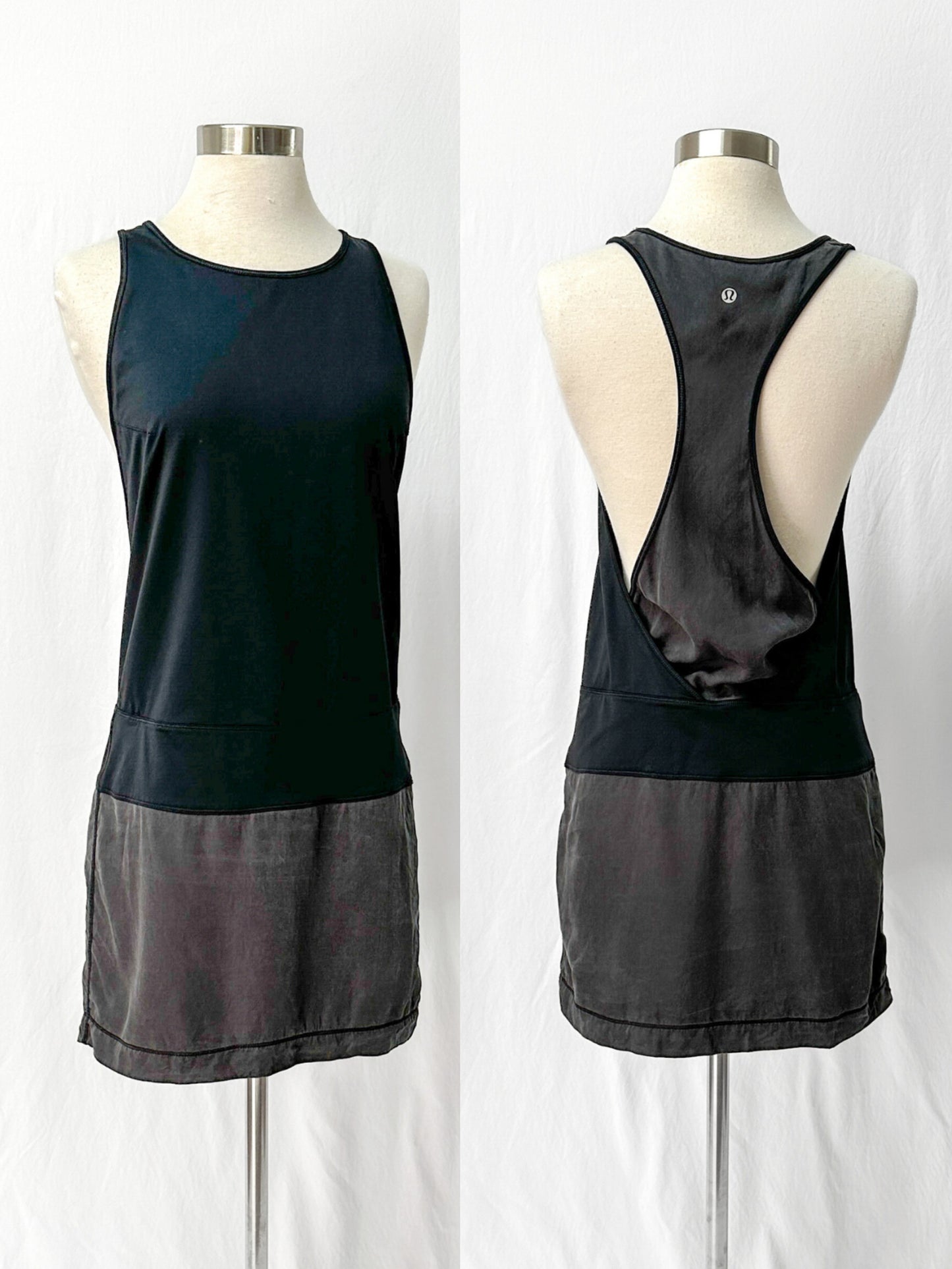 Lululemon Blissed Out Black and Gray Racerback Tank Dress (4)