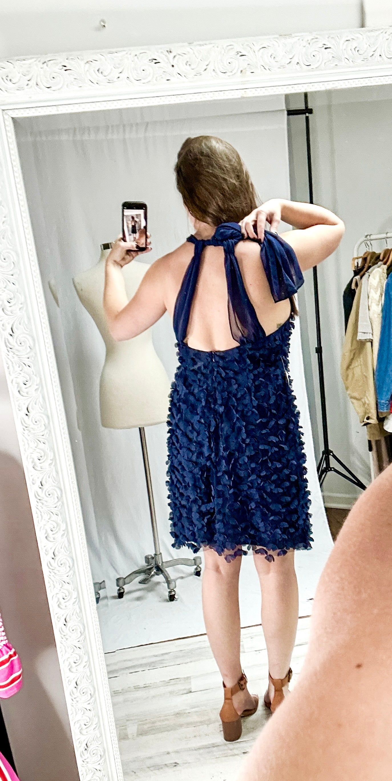 NEW Jill Jill Stuart Dark Blue Flower Appliqué Dress (8)
