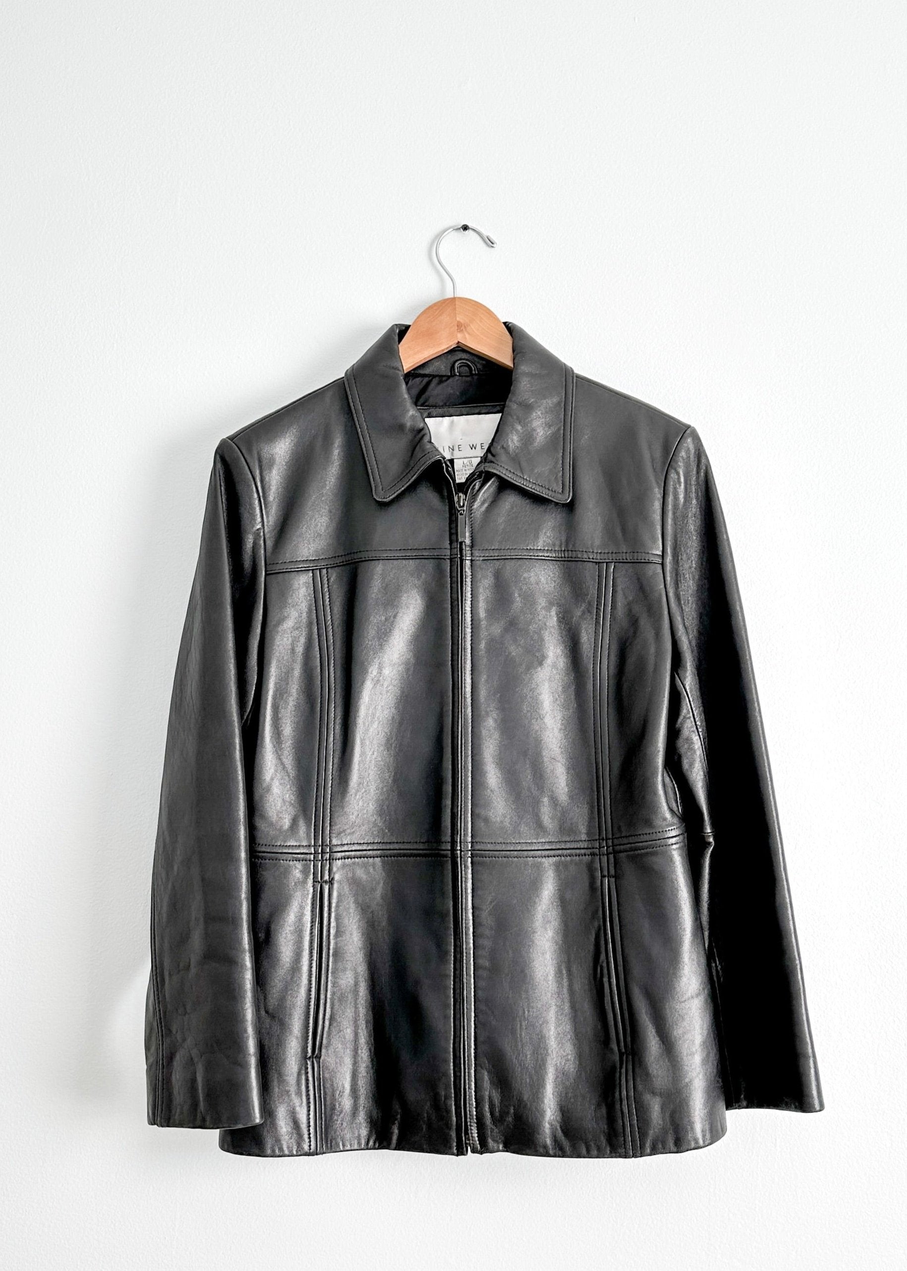 NINE WEST vintage lambskin online leather jacket