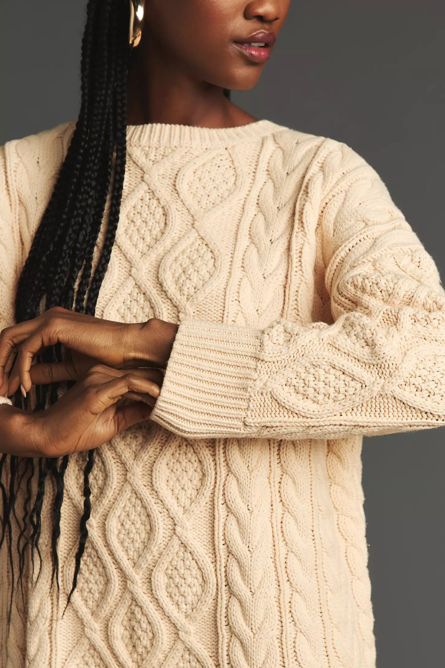 Anthropologie x Mare Mare Cream Long Sleeve Sweater Dress (M)