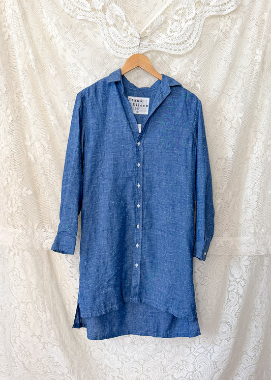Frank & Eileen Hunter Shirt Dress in Blue Linen Speckle