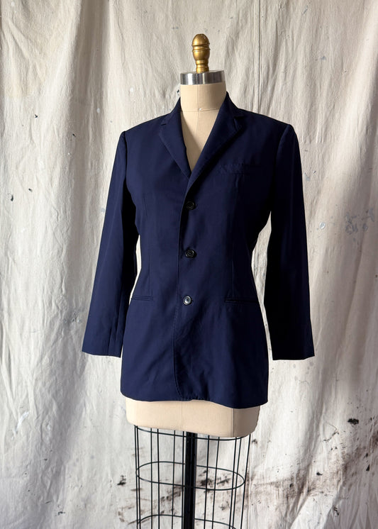 Vintage 90s Ralph Lauren Collection Purple Label Navy Wool Fitted Blazer Jacket
