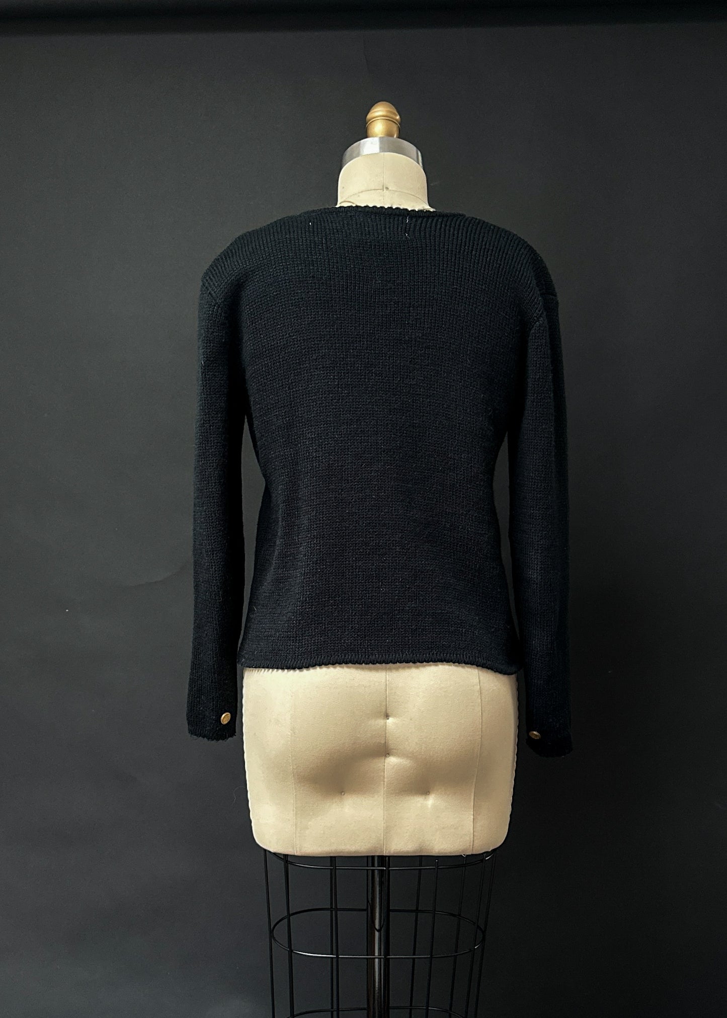 Vintage 70s Tally-Ho Floral Embroidered Hand Knit Cardigan Sweater (S)