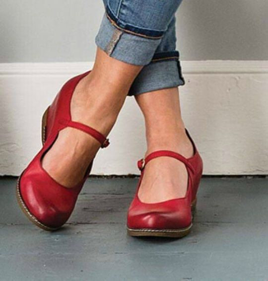 NEW Dansko Red Leather Loralie Mary Jane Wedge Shoes (41 or 10)