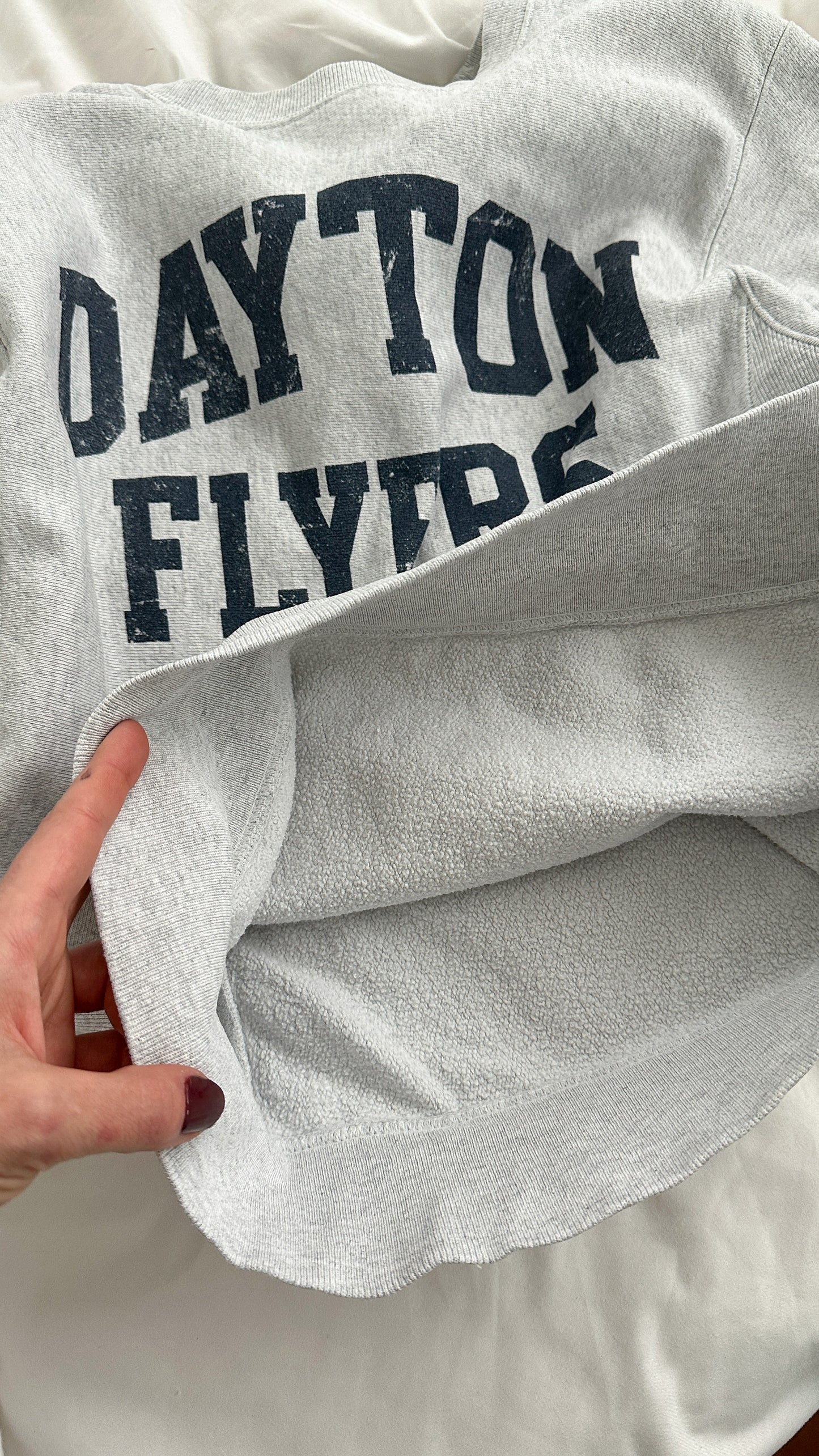 Vintage 00s Dayton Flyers Gray Navy Champion Reverse Weave Pullover Sweatshirt (S)