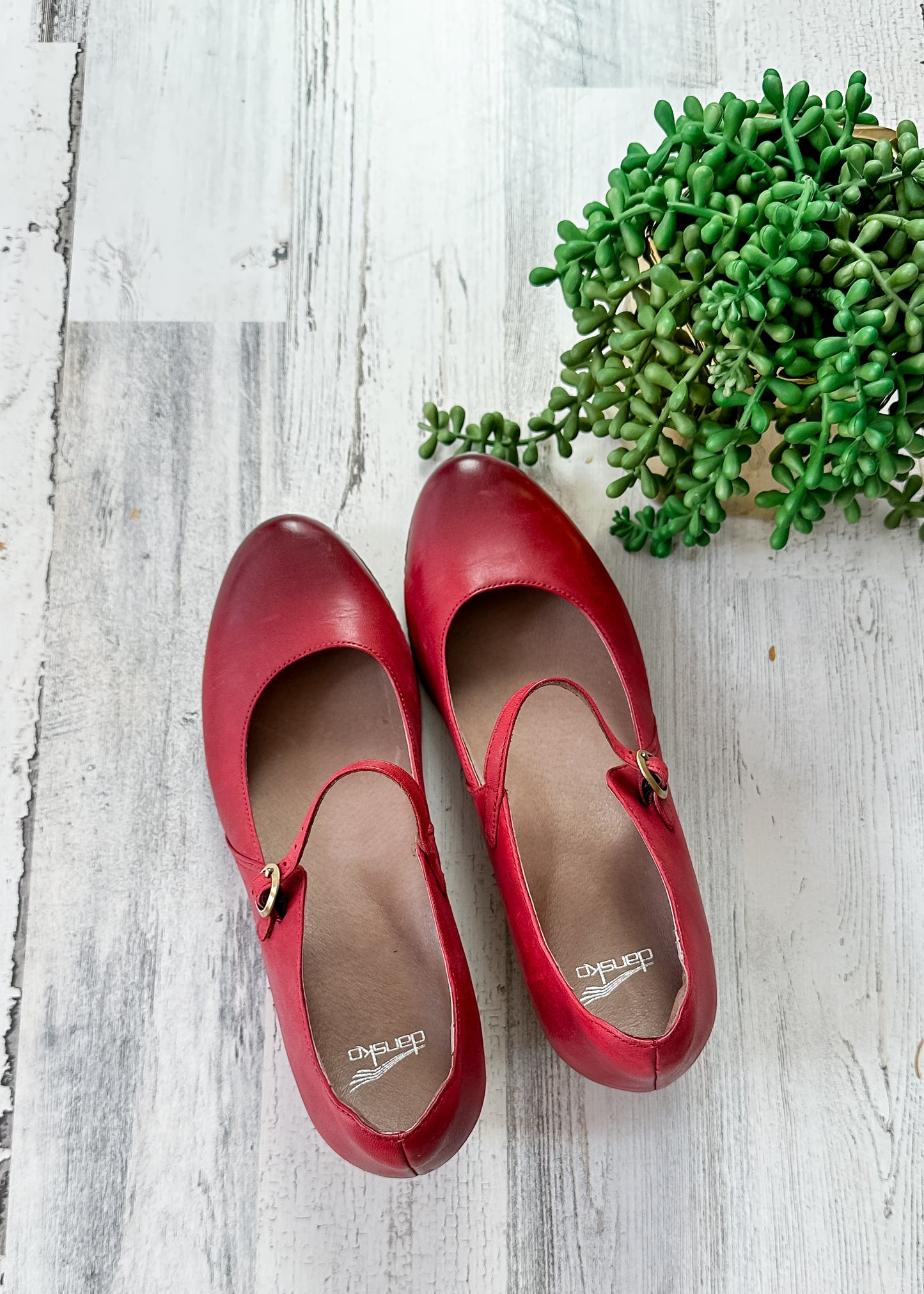NEW Dansko Red Leather Loralie Mary Jane Wedge Shoes (41 or 10)