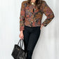 Vintage Muted Floral Quilted Cropped Jacket (M)