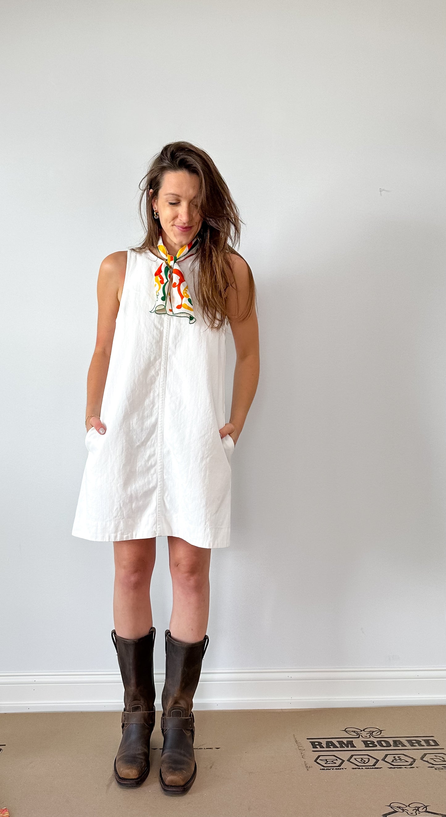 J.Crew White Denim Jumper Dress (10 or M)
