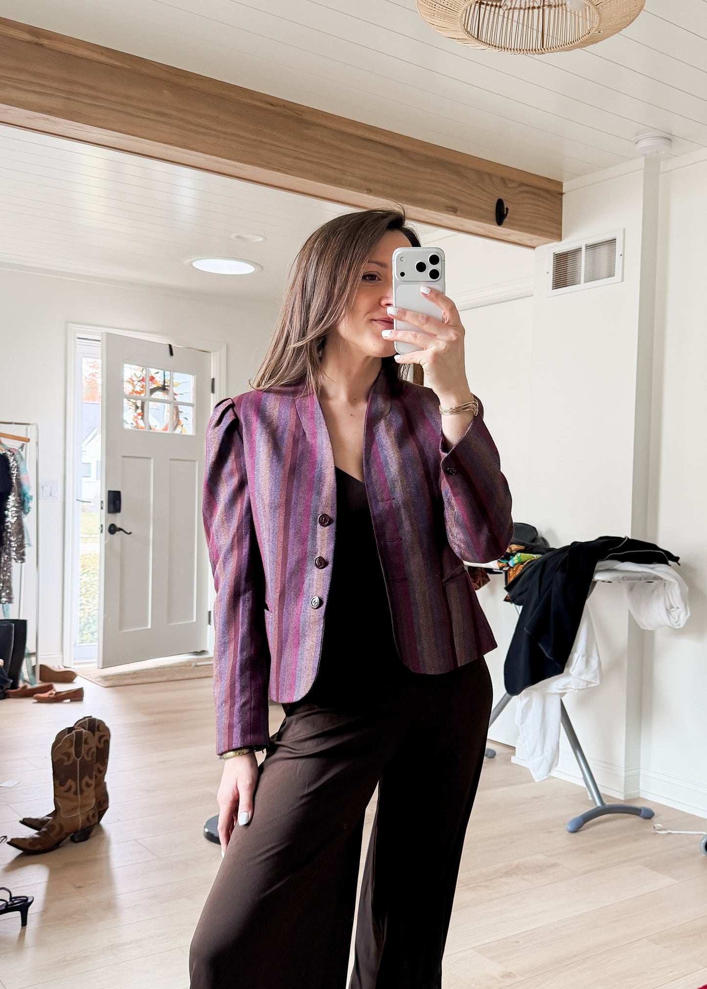 Vintage Cristina's Pucker Shoulder Stripe Blazer Jacket