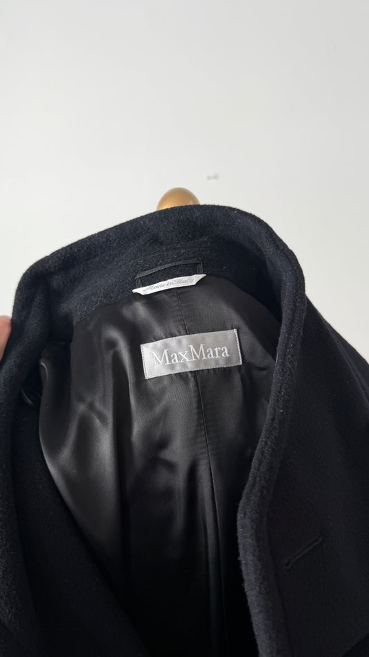 Max Mara Black Wool Long Coat (US 14)