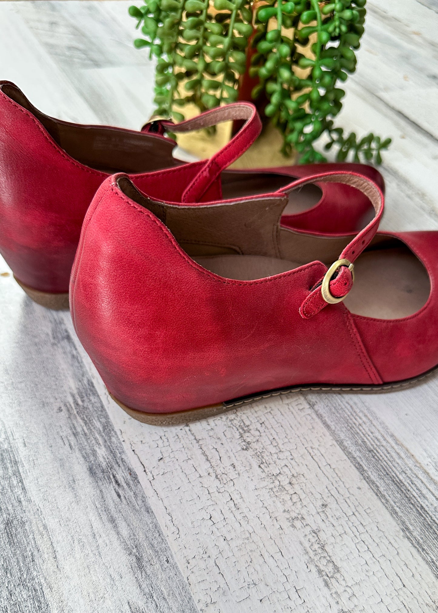 NEW Dansko Red Leather Loralie Mary Jane Wedge Shoes (41 or 10)