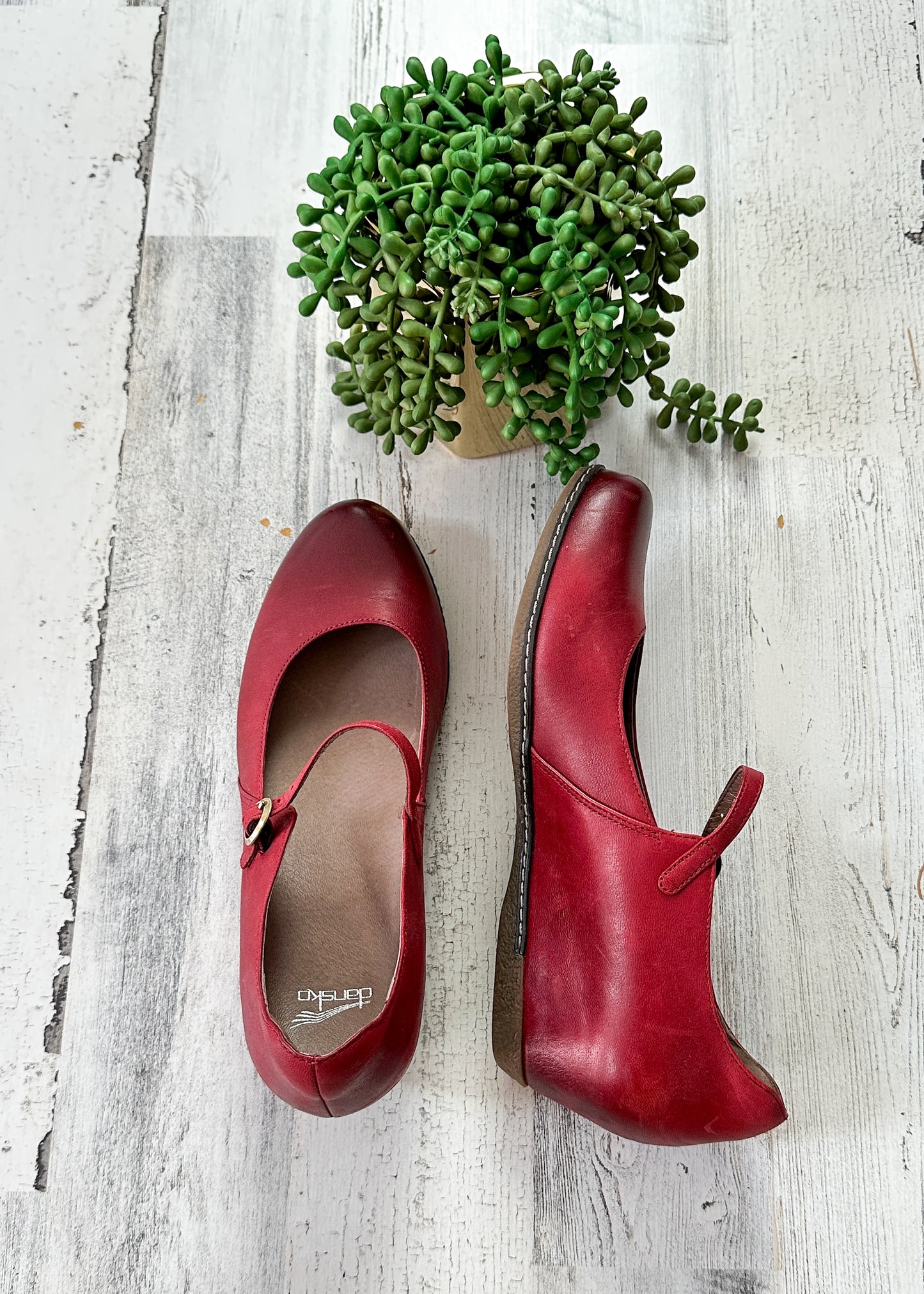 NEW Dansko Red Leather Loralie Mary Jane Wedge Shoes (41 or 10)
