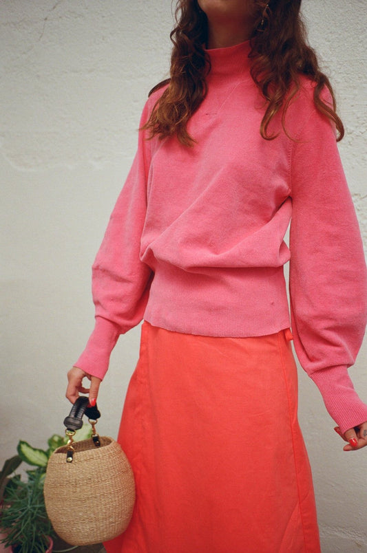 Just Female Adelet Knit Mock Neck Sweater in Rose Pink (M)