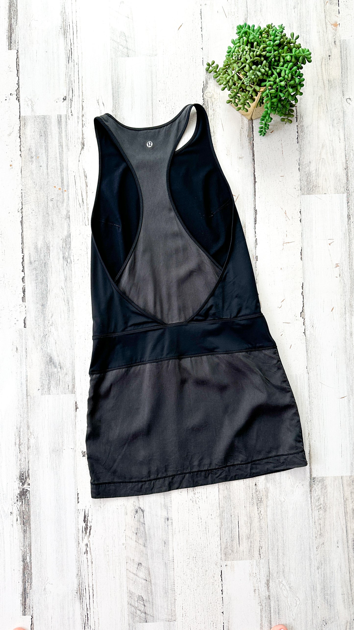 Lululemon Blissed Out Black and Gray Racerback Tank Dress (4)