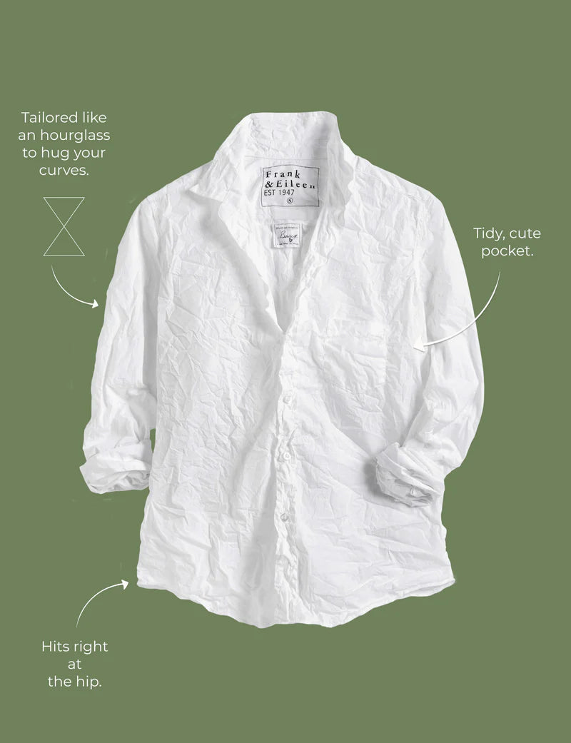Frank & Eileen Barry Tailored Button Down in Signature Crinkle White Cotton (M)