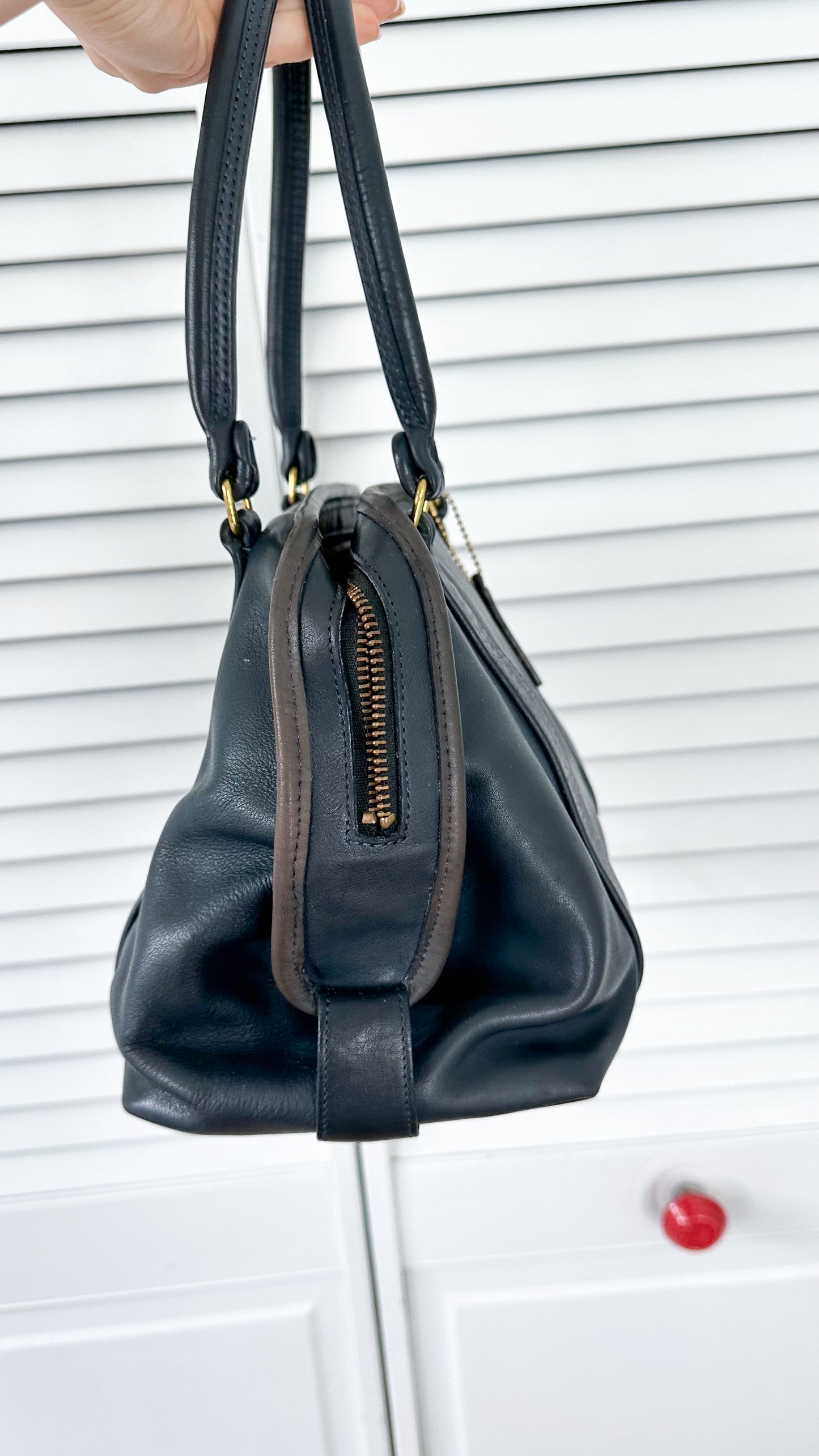 Vintage 80s Coach Madison Soft Satchel Doctors Bag Purse in Blue USA #0333-003
