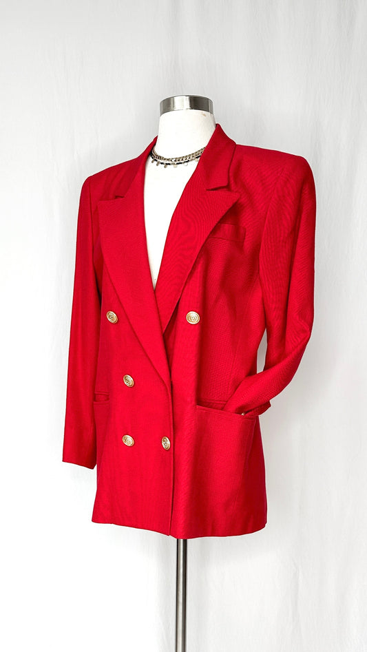 Vintage 90’d Liz Claiborne Red Doube Breast Button Blazer (10P)