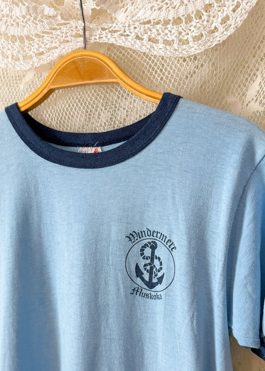 Vintage 80s Windermere Muskoka Canada Blue Ringer Penmans Tee Shirt