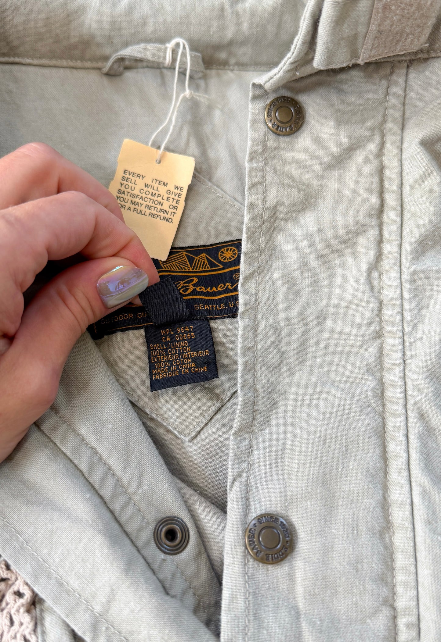 Vintage 90s NEW Eddie Bauer Fishing Utility Pockets Vest Field Jacket in Birch Khaki
