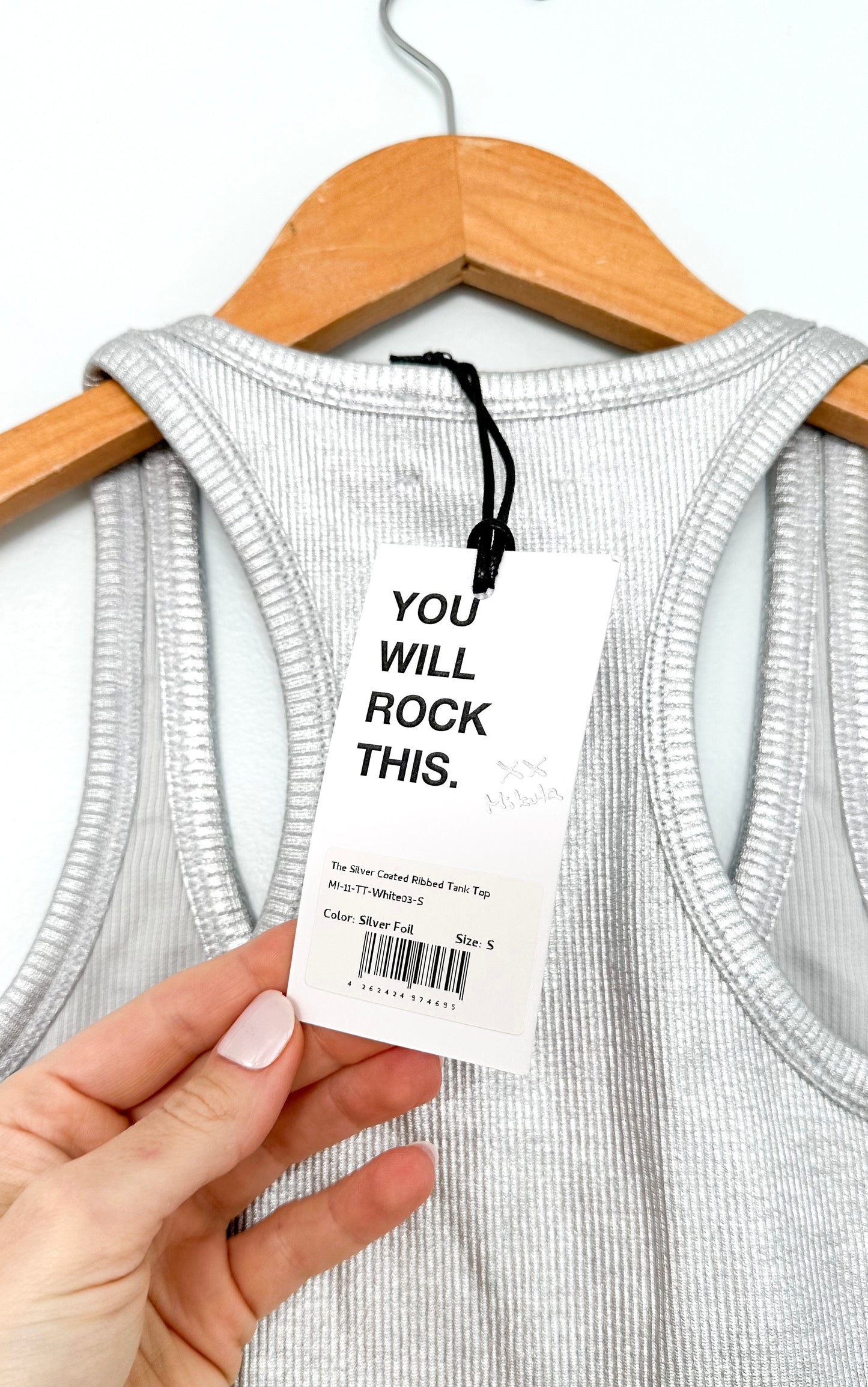 NEW Mikuta Silver Foil Ribbed Tank Top (S)