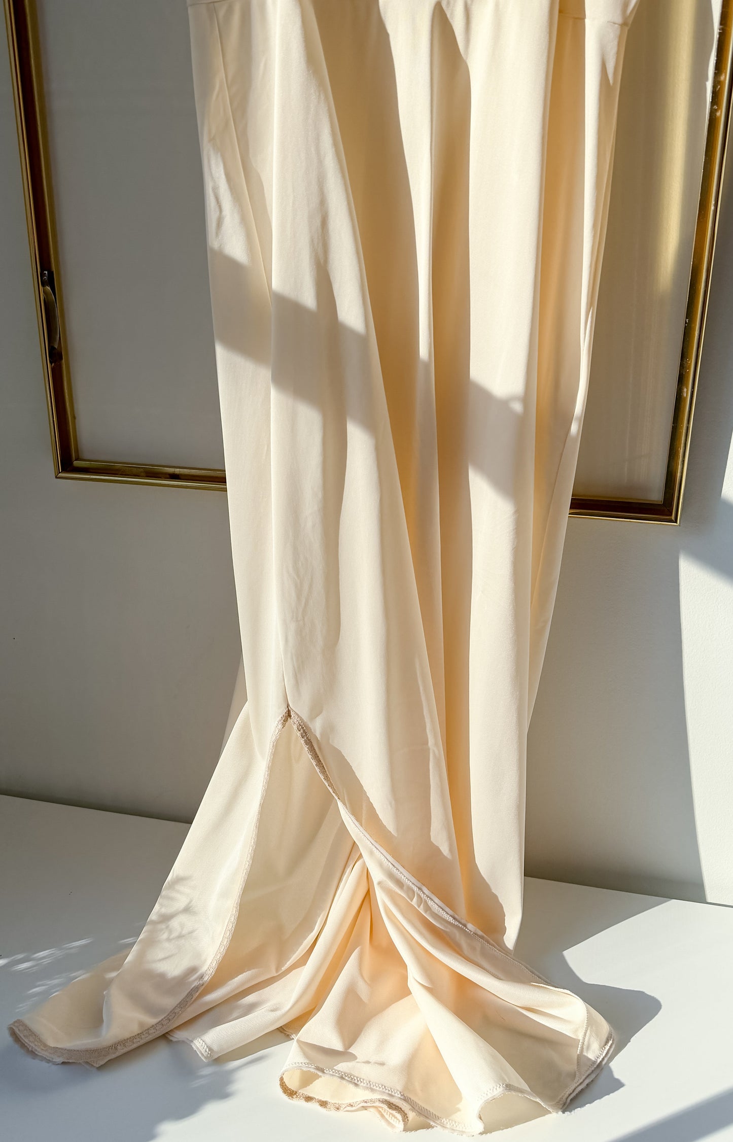 Vintage 80s Komar Cream Slip Dress Full Length (L)