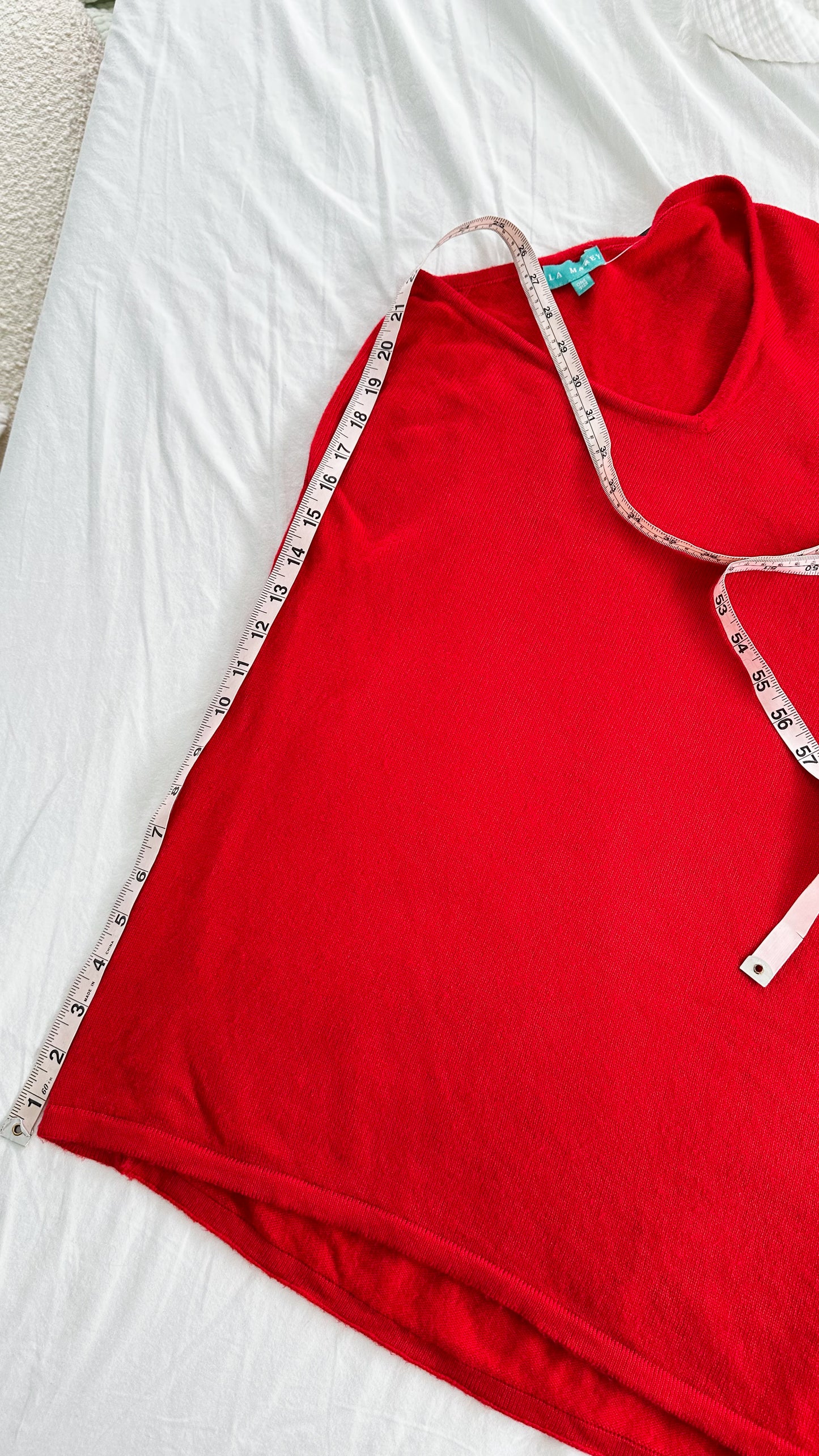 La Marey True Red 100% Cashmere Knit Poncho Cape