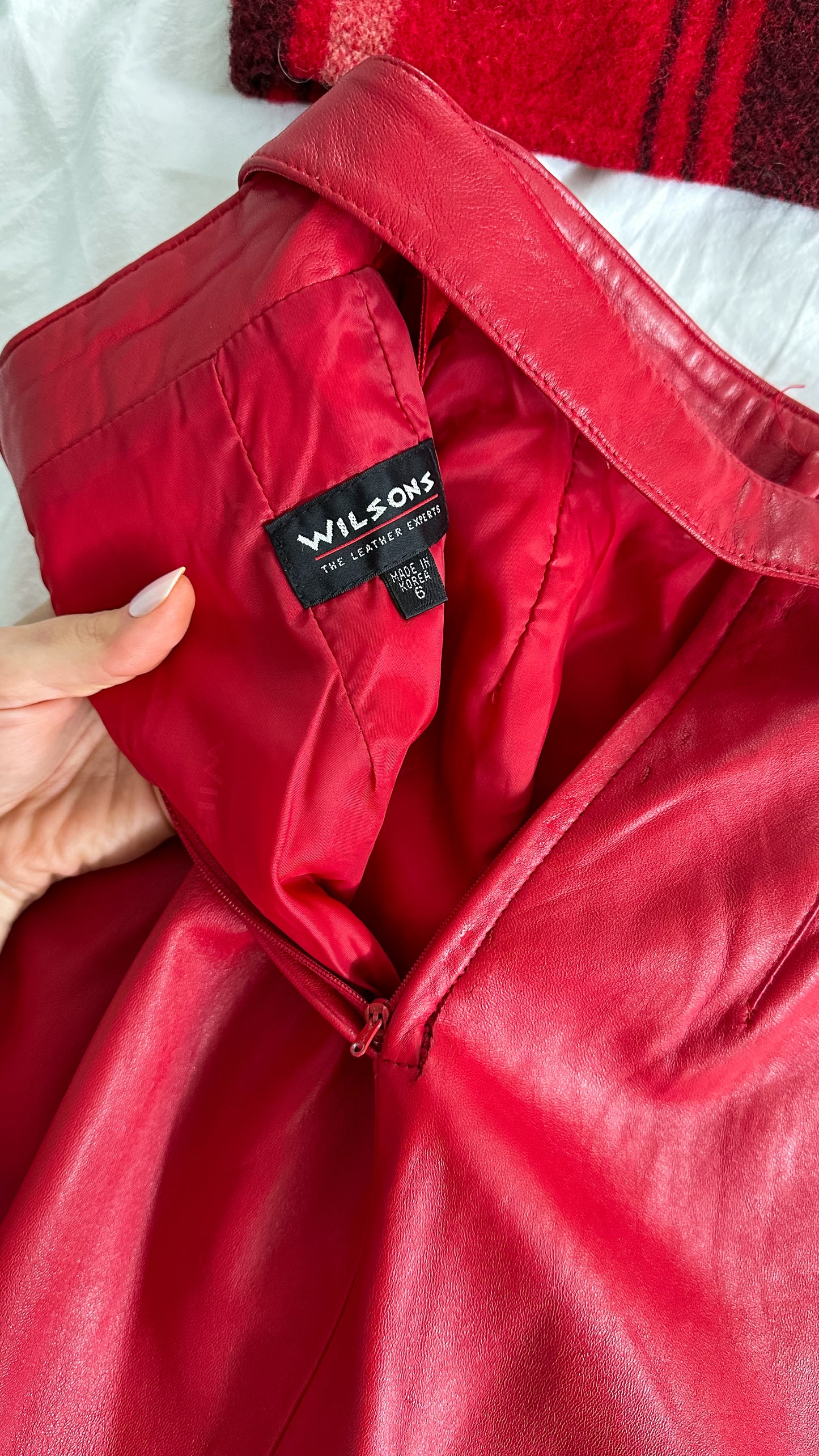 Vintage Wilson's Red Leather Belted Skirt
