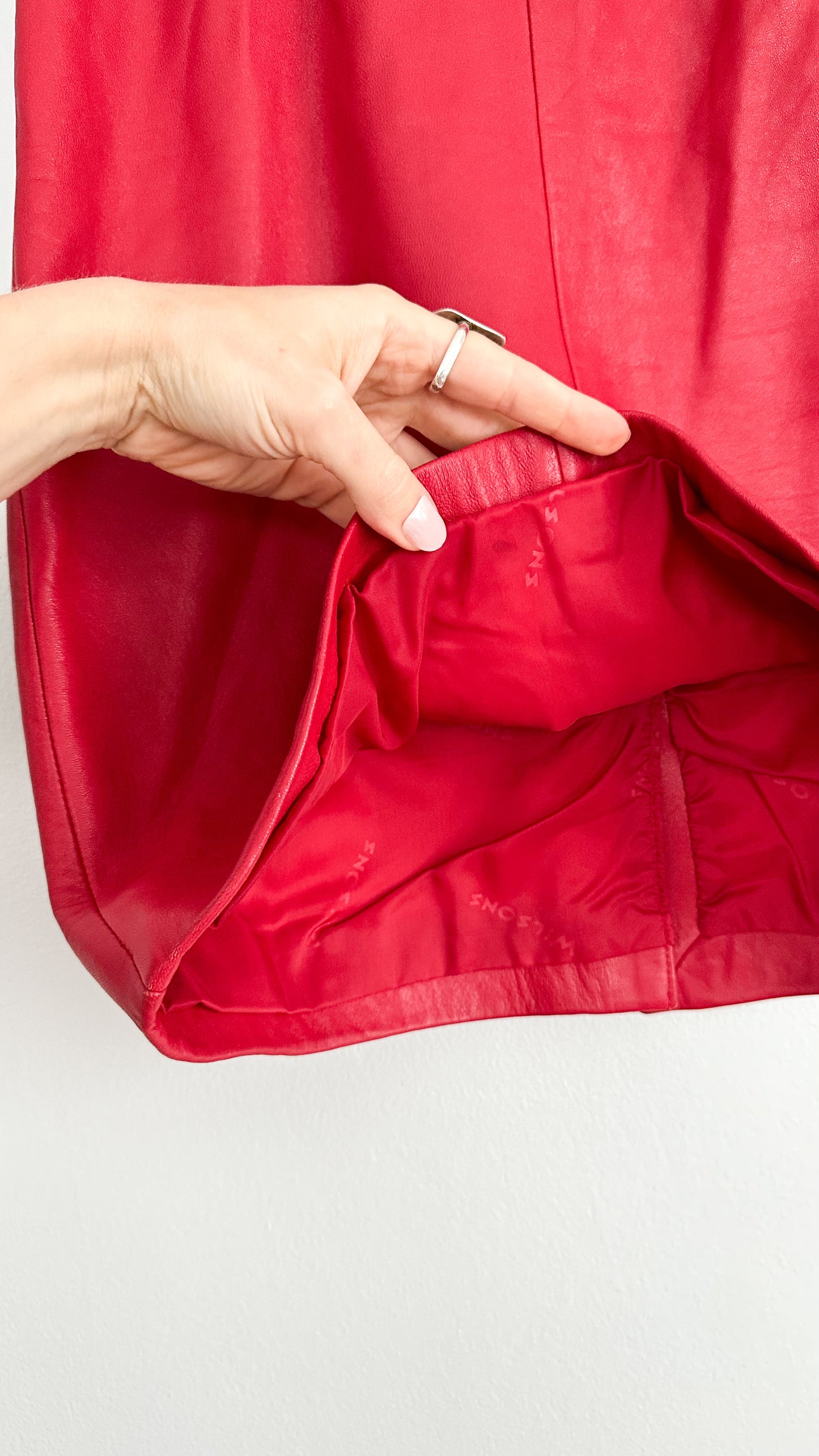Vintage Wilson's Red Leather Belted Skirt
