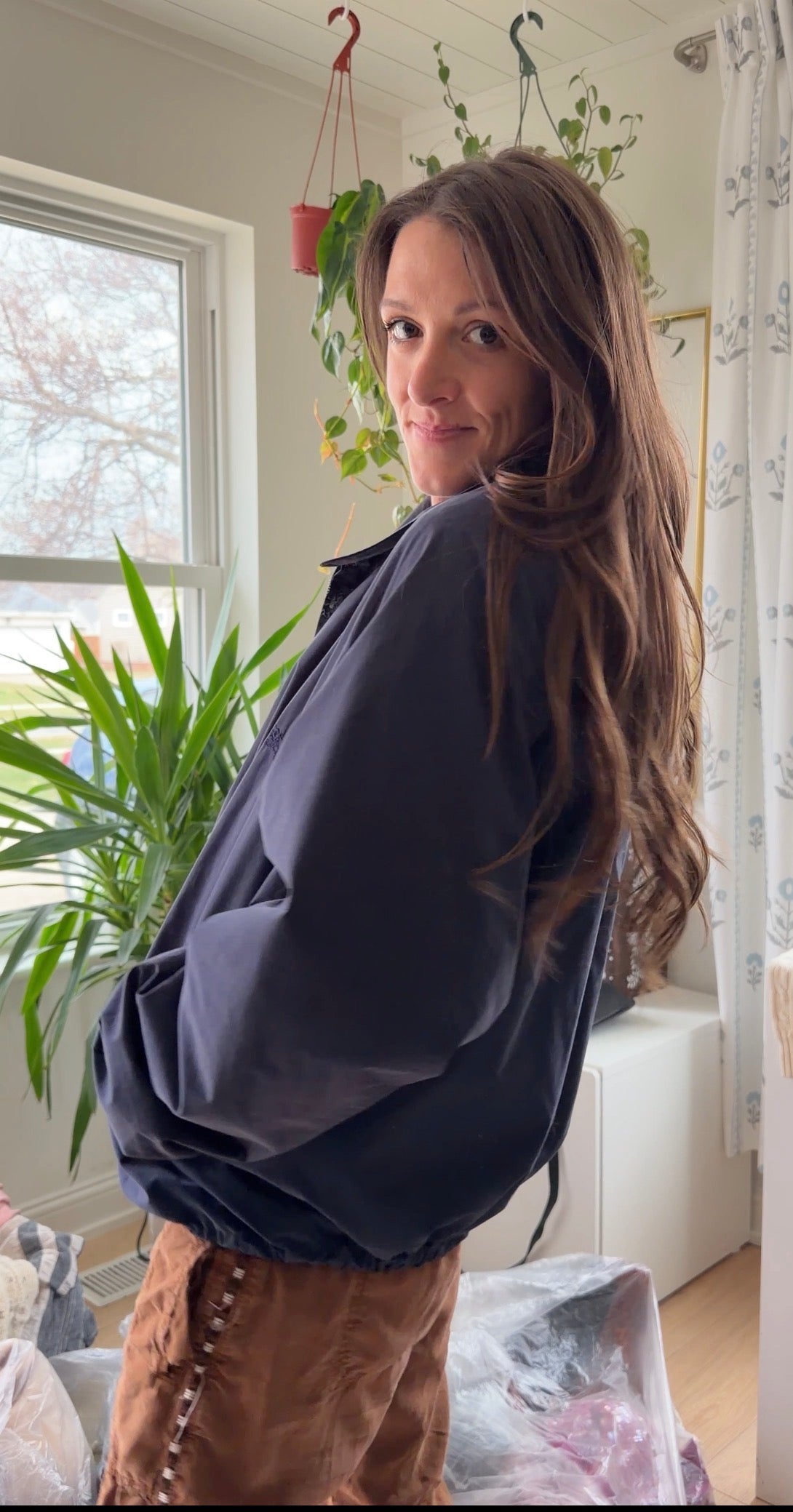 Vintage 90s Burberry Harrington Navy Cotton Windbreaker Spring Men's Jacket (XL)