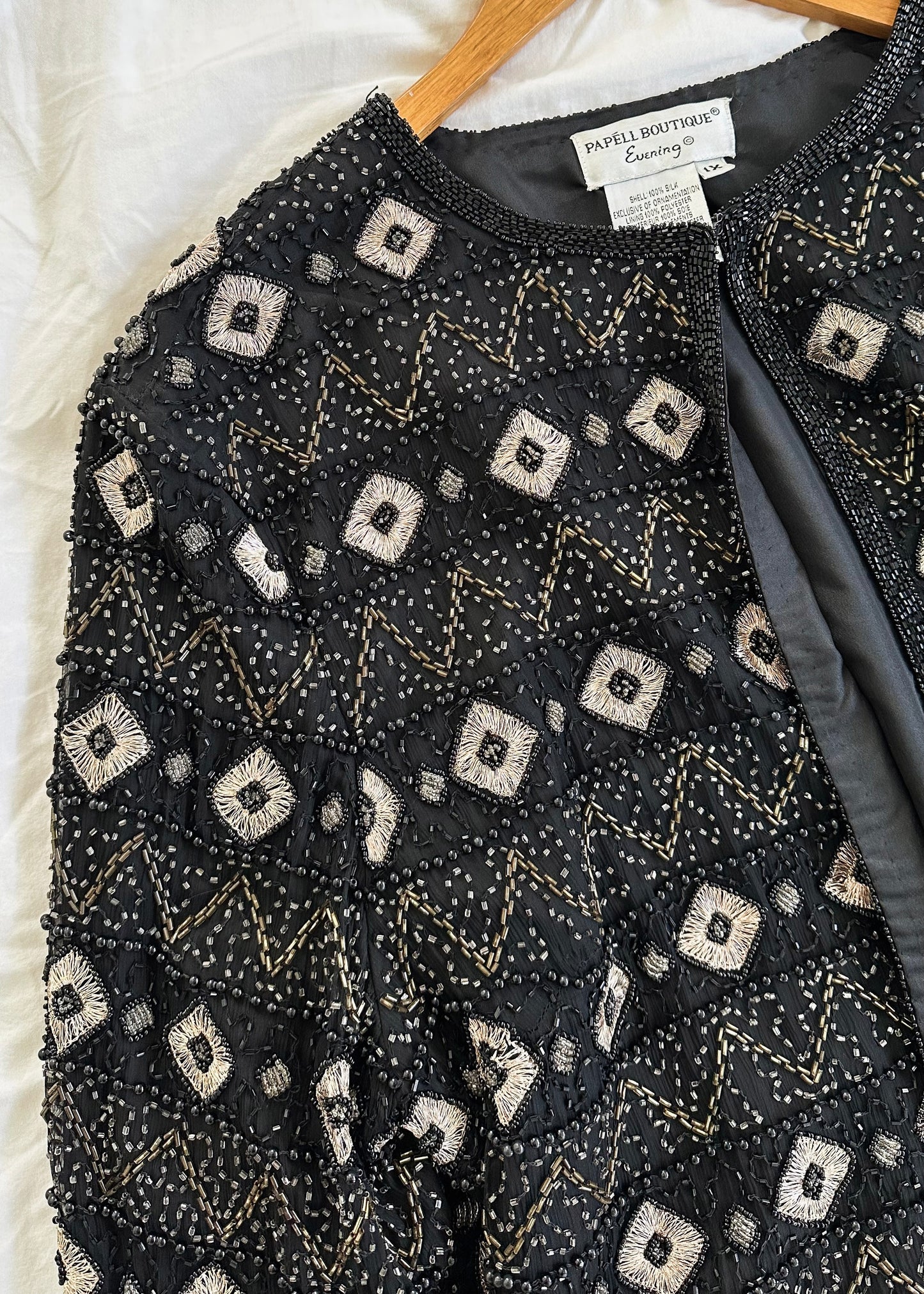 Black Silk Beaded Embroidered Jacket (1X)