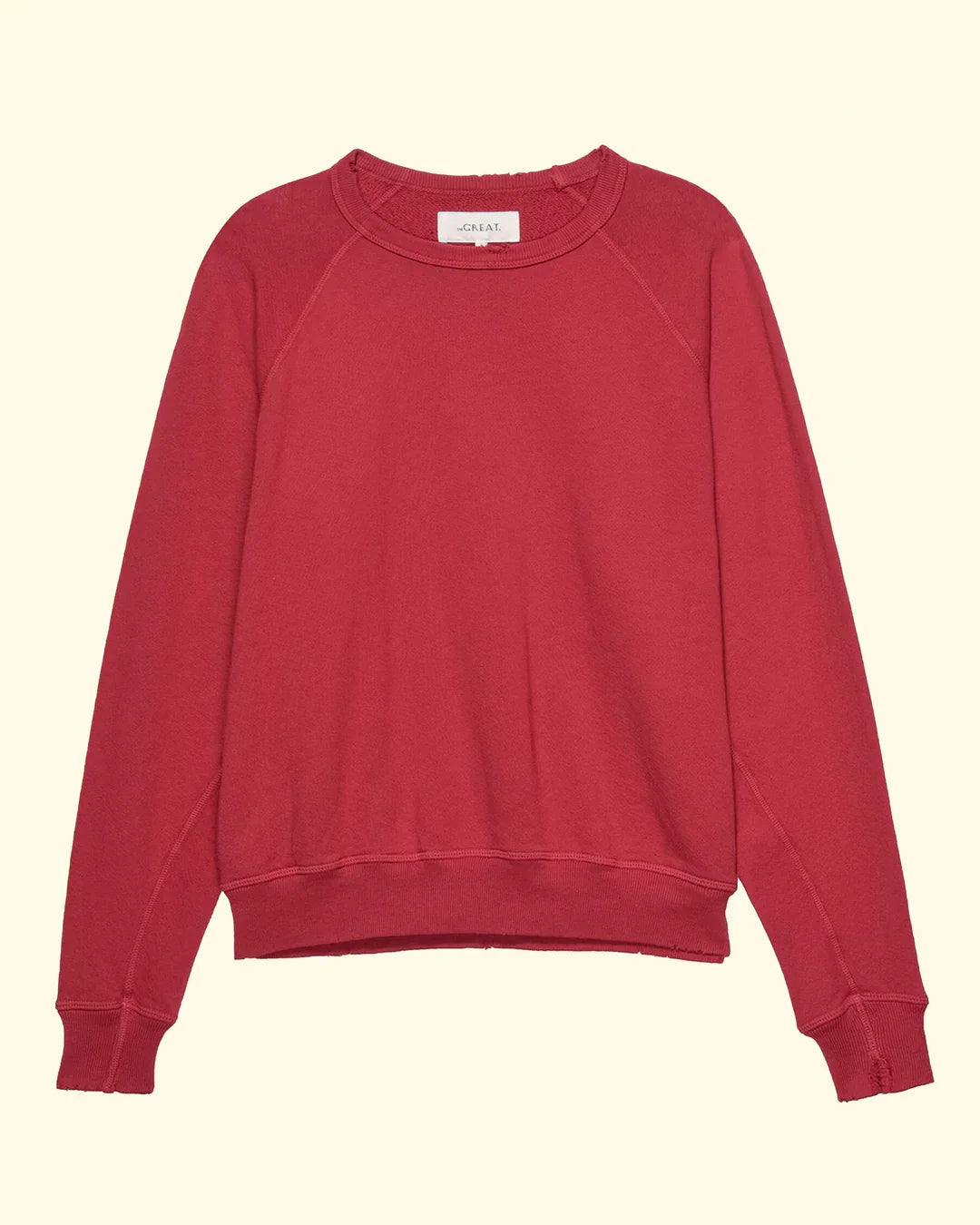The GREAT College Crewneck Distressed Terry Cotton Sweatshirt (3 or L)