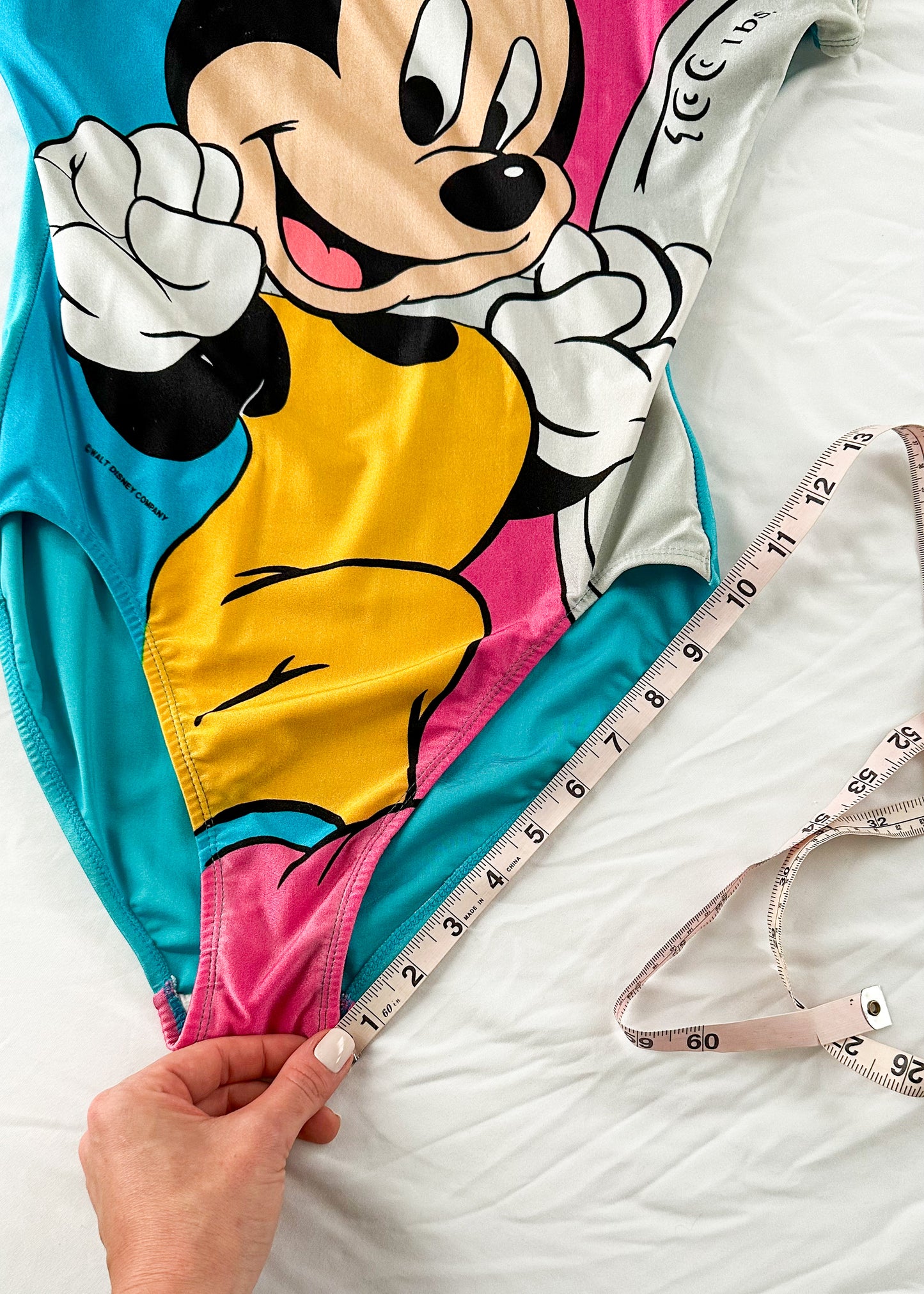 Vintage 90s Disney Mickey Mouse Blue Pink Exercise Leotard One Piece (M)