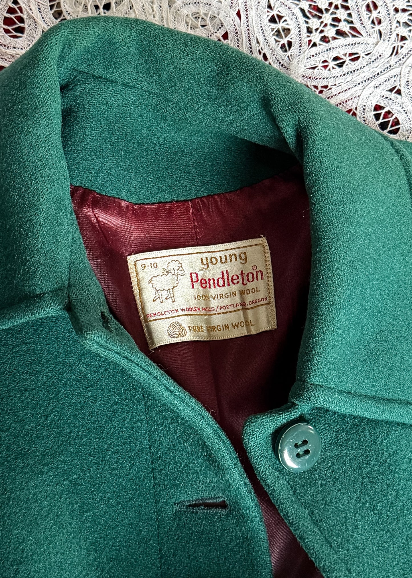 Vintage 60s Young Pendleton Dark Green Wool Cape Coat | Pure Virgin Wool Mod Cape