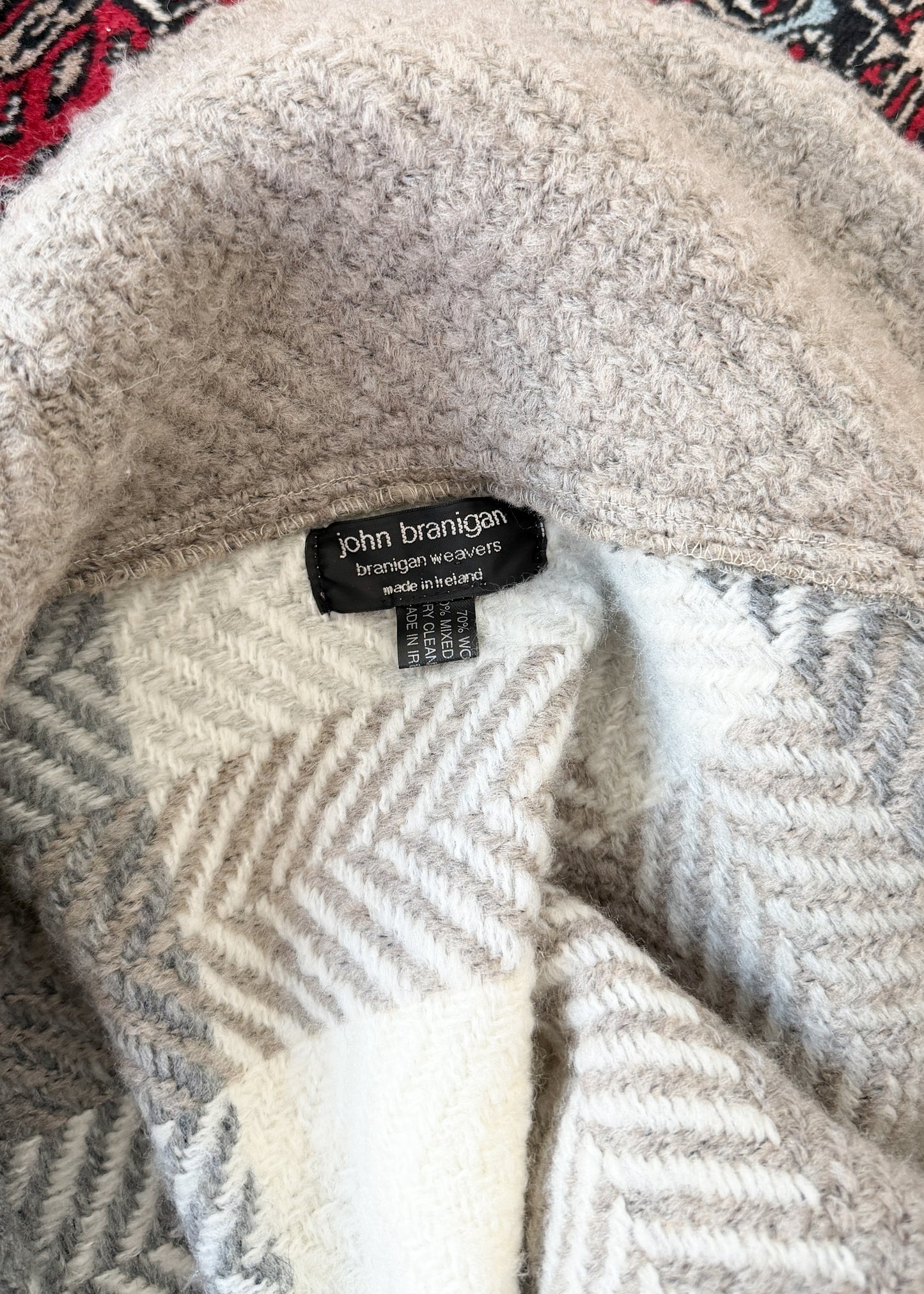 John Branigan Brown & Gray Irish Wool Buckle Poncho Knit Sweater (one size)