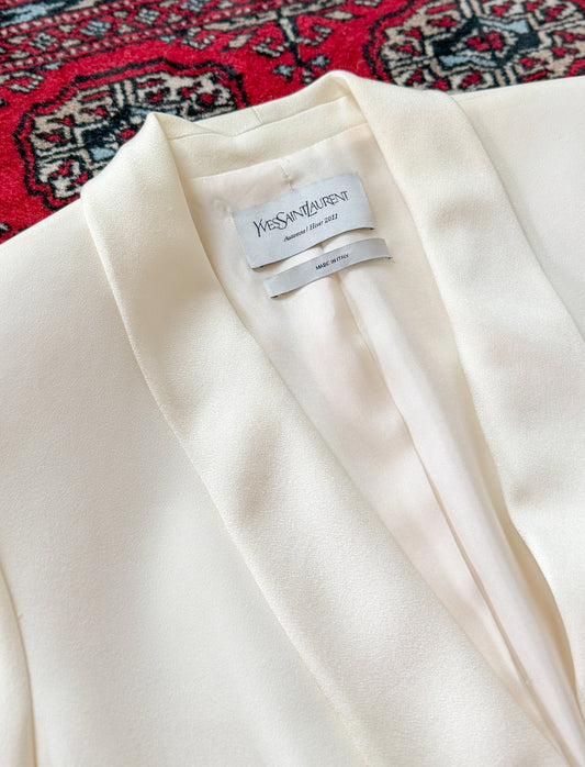 Yves Saint Laurent Ivory Tuxedo Blazer Jacket Runway 2011