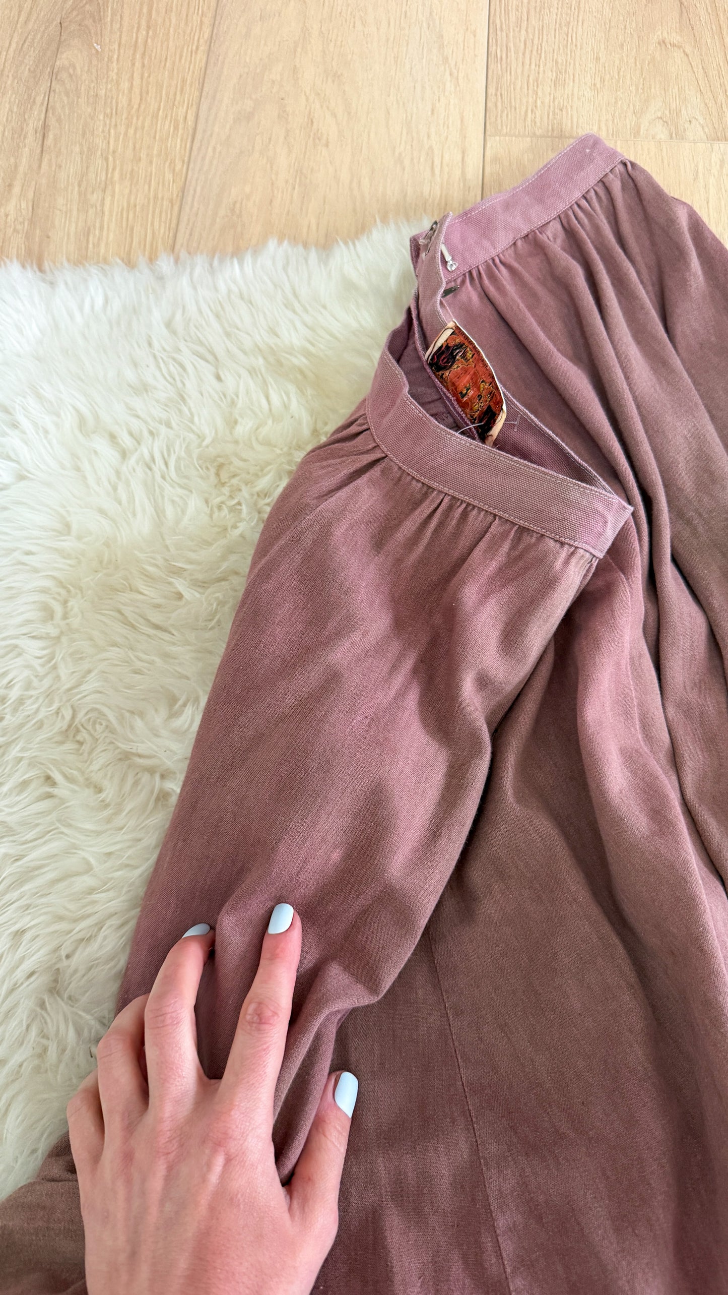 Vintage BIS by Gene Ewing Beverly Hils Paris Pink Mauve Sun Bleach Midi Peasant Skirt