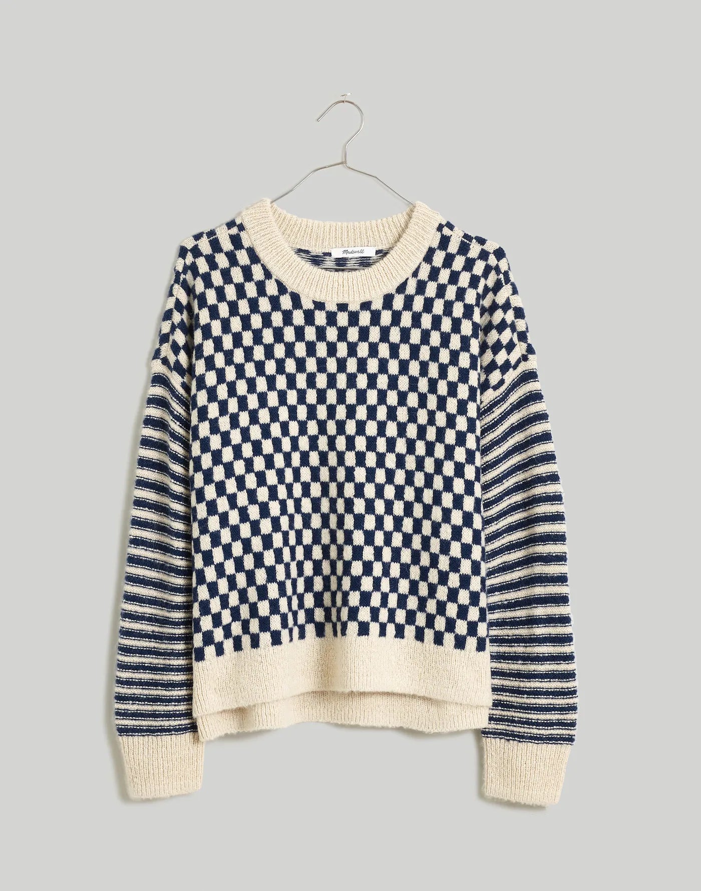 NEW Madwell Crewneck Sweater in Navy Checked Stripe (S)