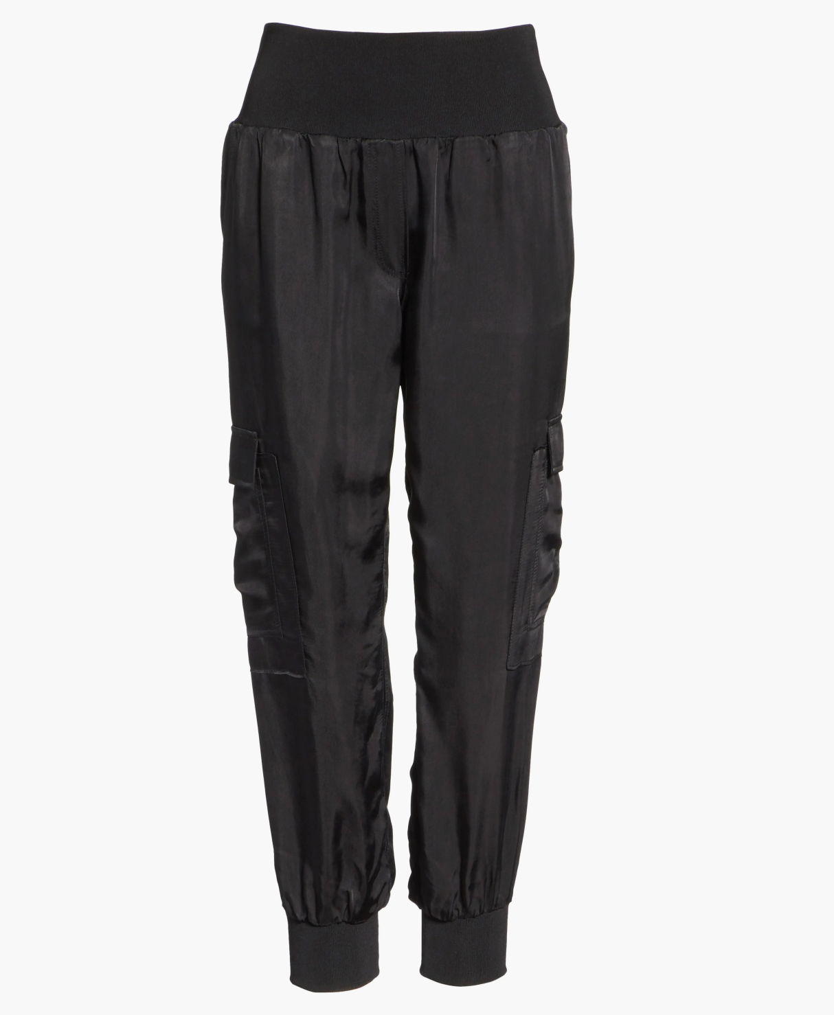 Cinq a Sept Black Cupro Cropped Cargo Pants (M)