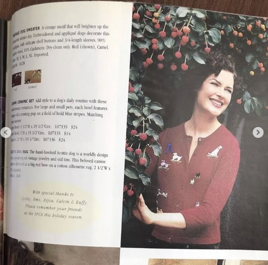 Rare Vintage 2000 Anthropologie Dark Red Lambswool Cashmere Dog Show Cardigan