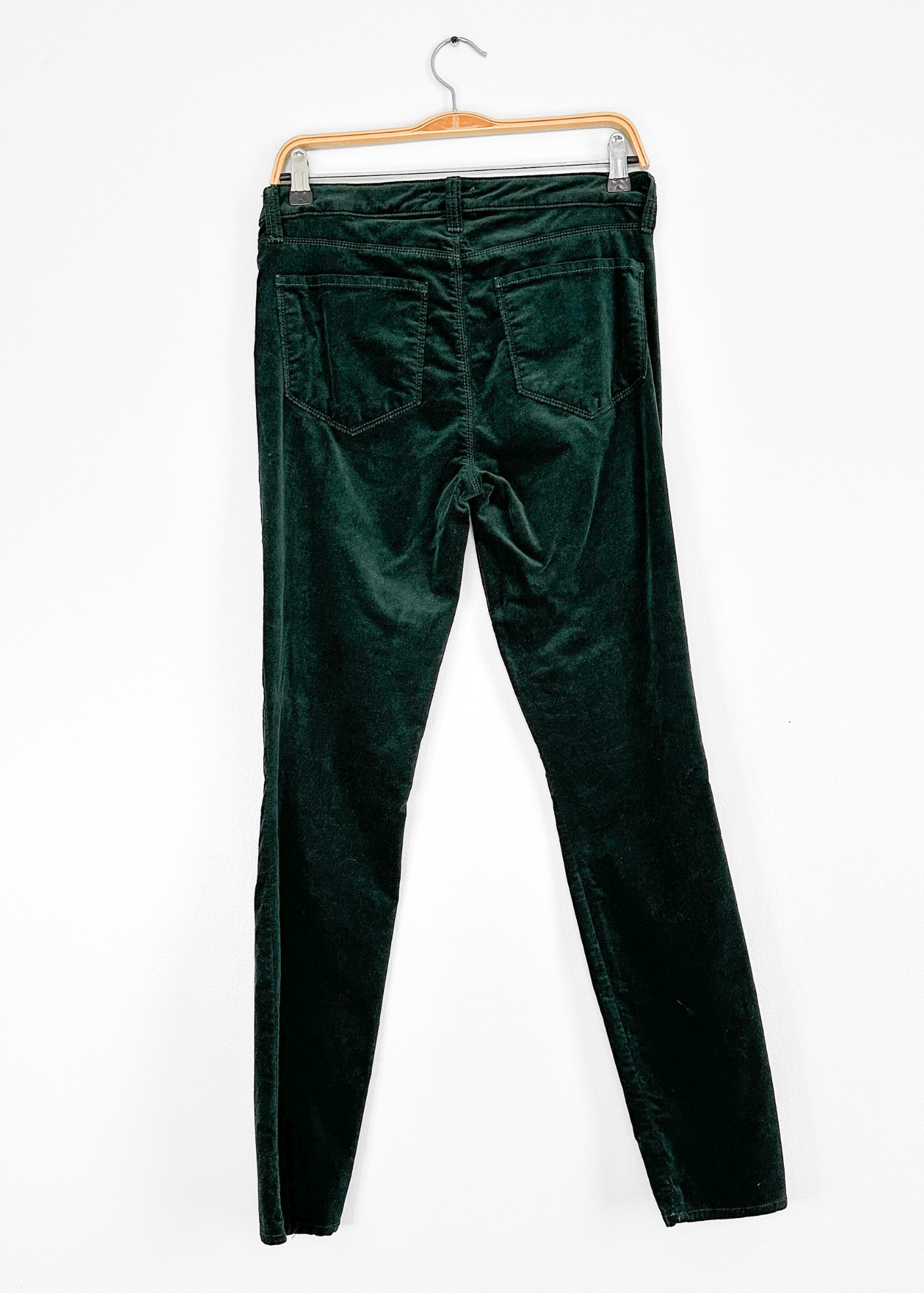 L’AGENCE Marguerite High Rise Velvet Slim Pants in Evergreen (28 or 6)