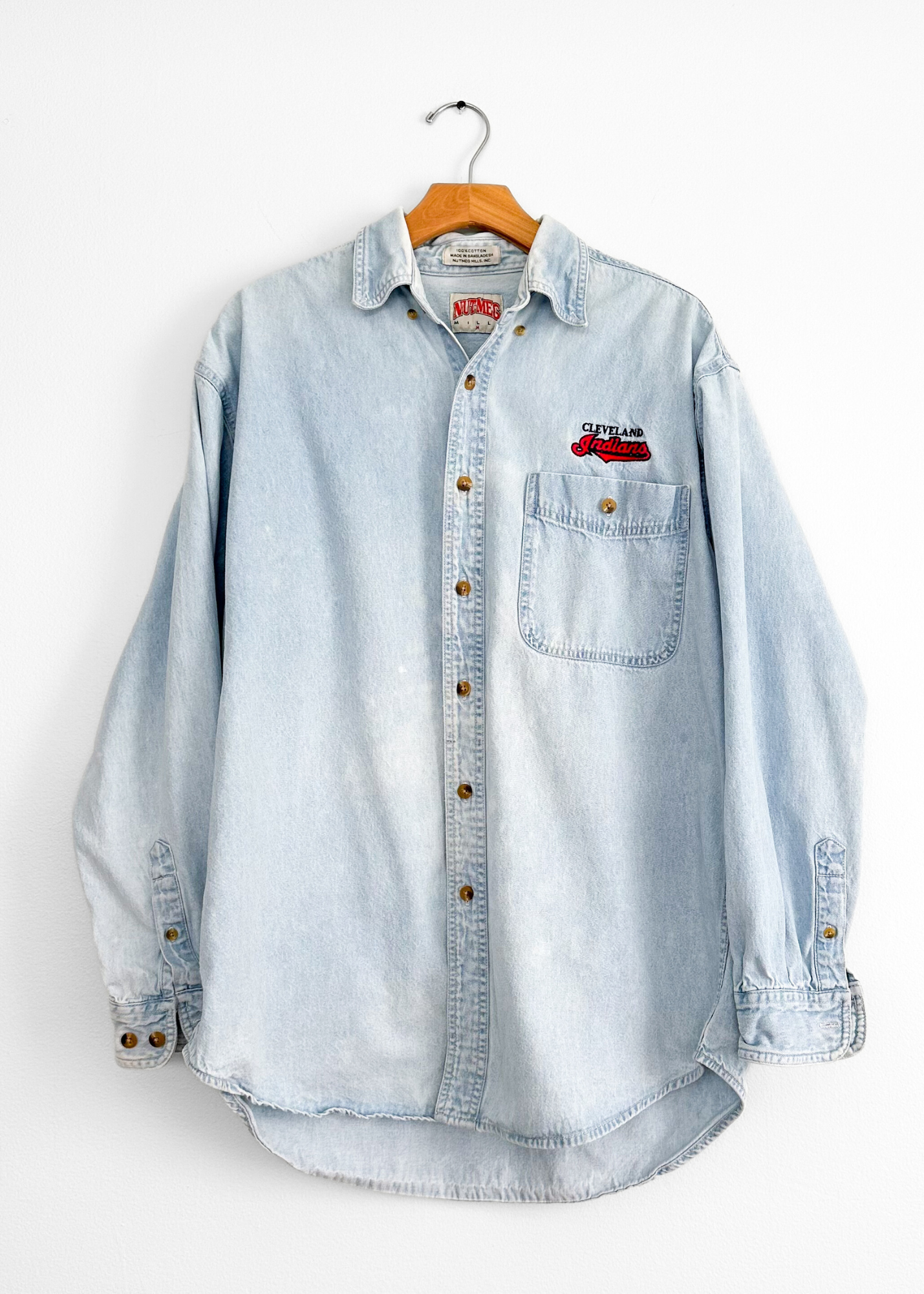 Vintage 90s Cleveland Indians Employee Denim Button Down (M/L)