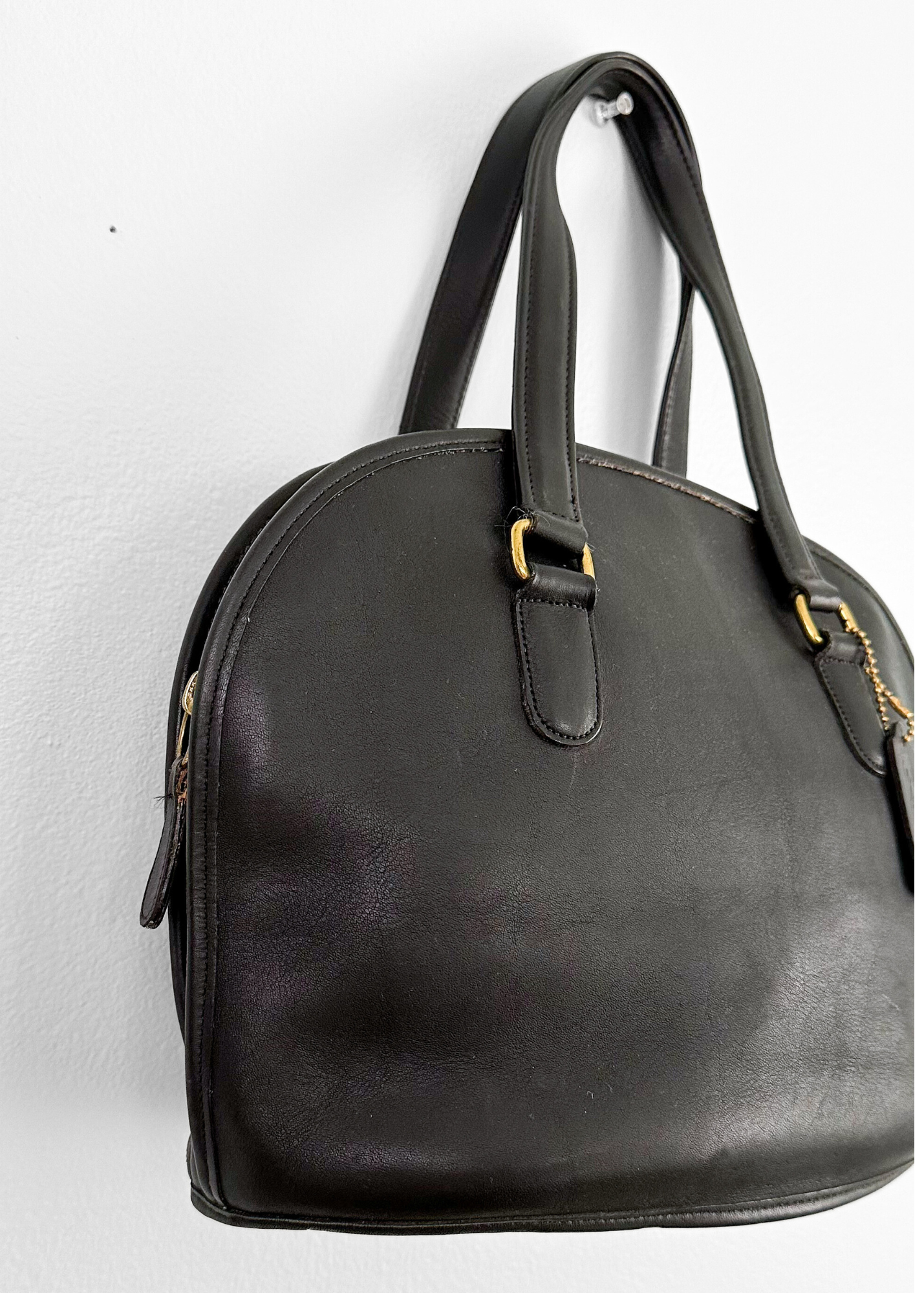 Vintage 90s Coach Pelham Black Leather Dome Purse #9958